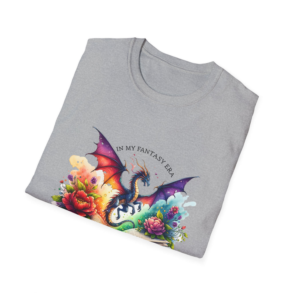 Fantasy Dragon Book T-Shirt — 'Live in My Fantasy' Colorful Storybook Design