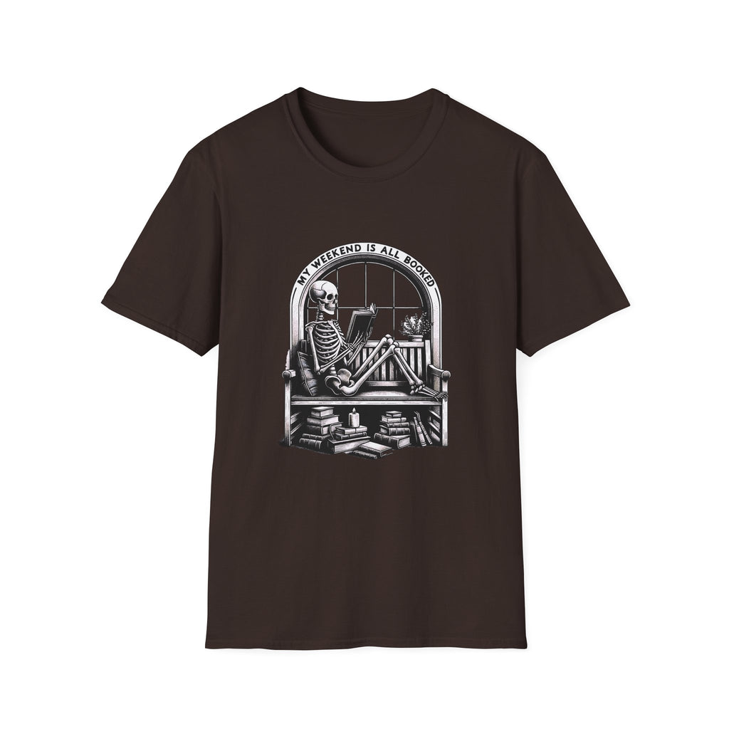 Skeleton Reading Window T‑Shirt — “My Weekend Is All Booked” Graphic Tee