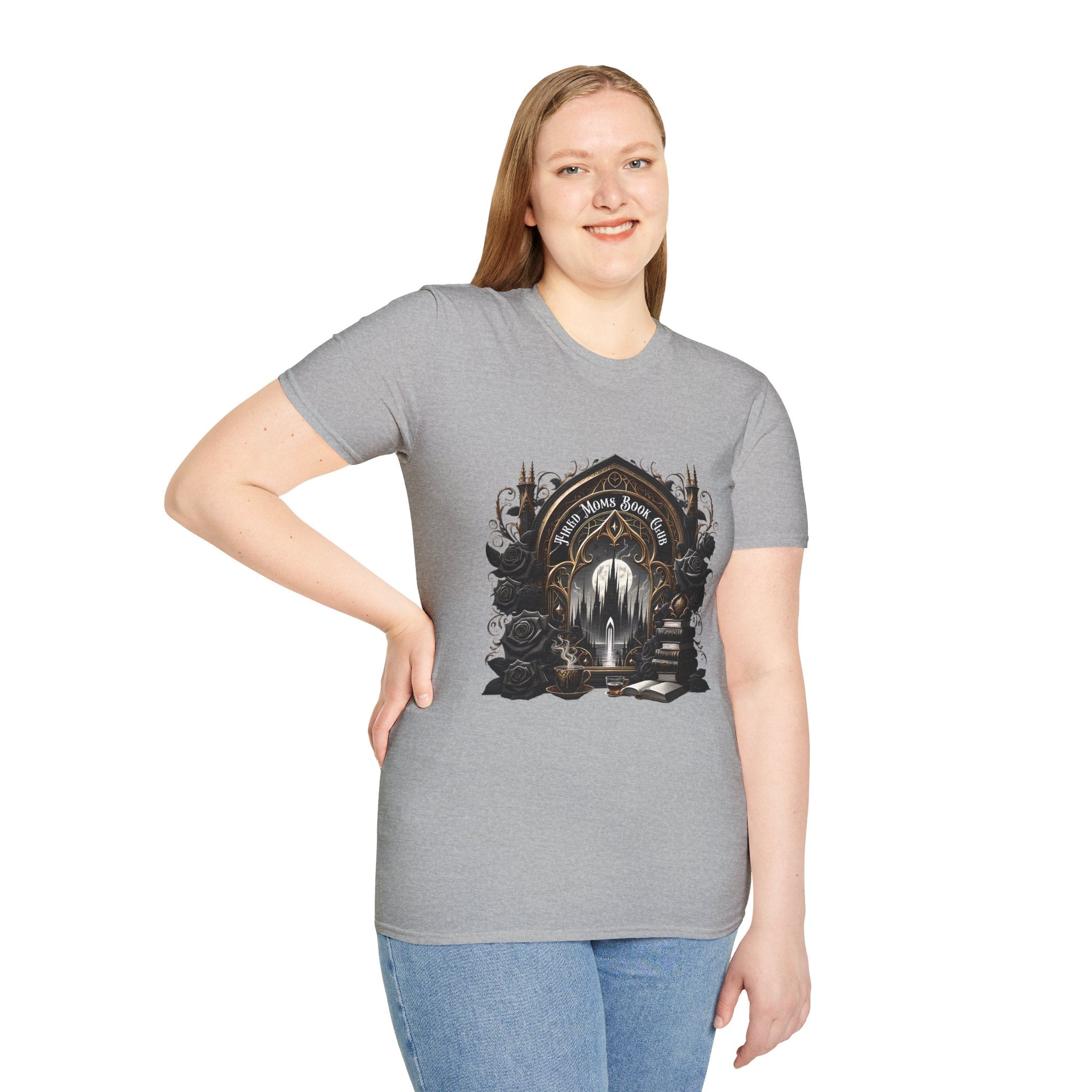 Gothic Library T-Shirt — "Read Books & Rise" Dark Fantasy Graphic Tee