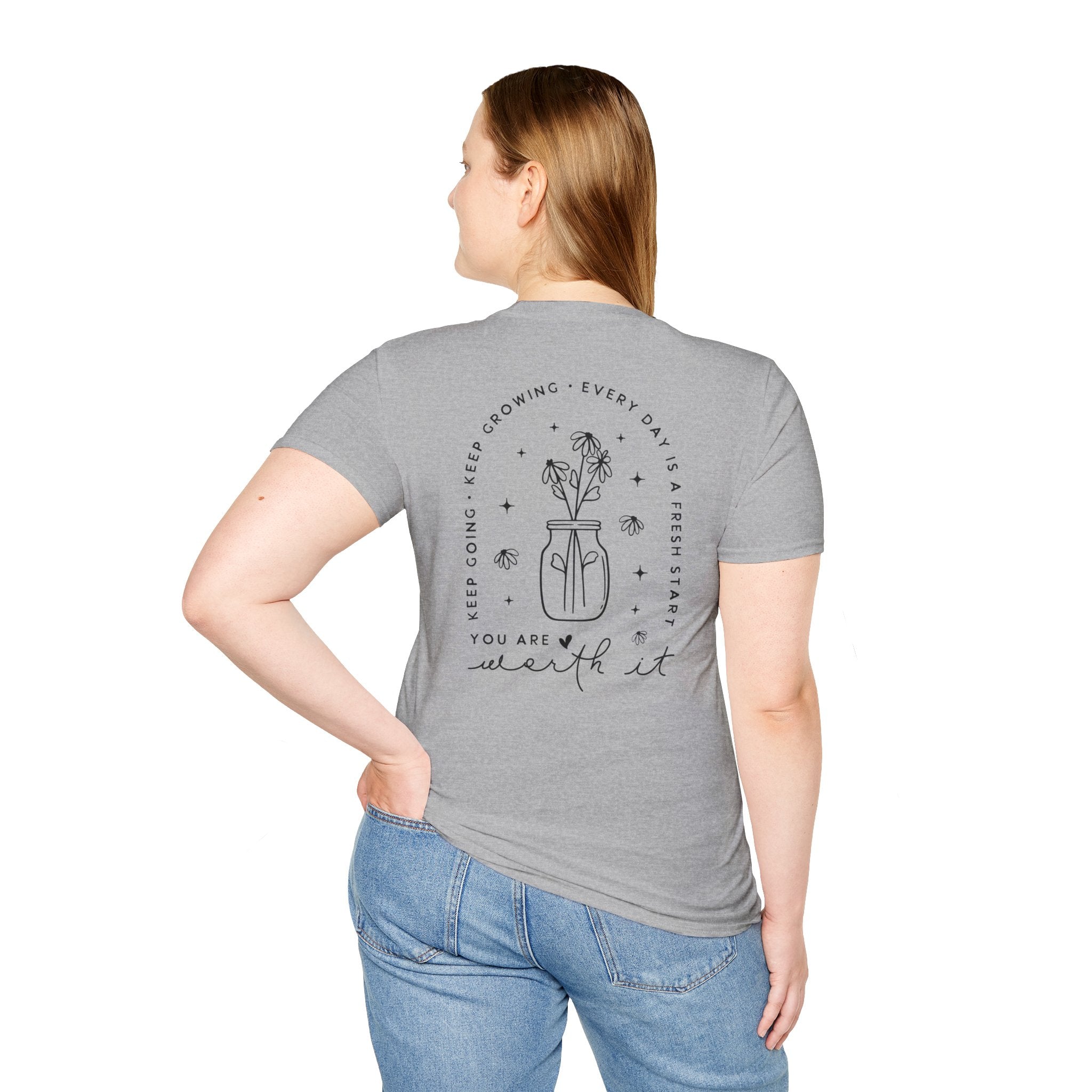 You Are Worth It T-Shirt — Floral Jar Self-Love Tee