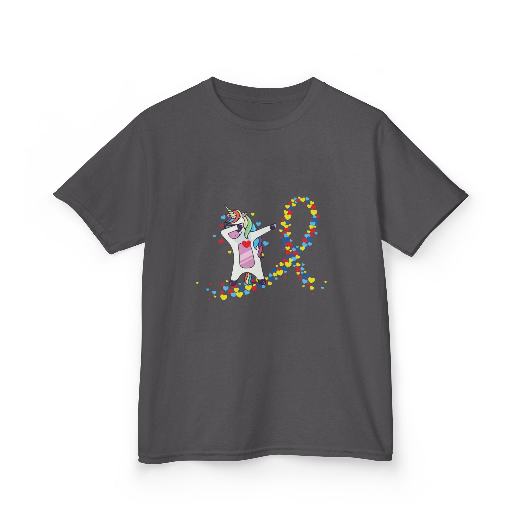 Kids Tee — Cute Unicorn Pouring Rainbow Confetti (Kids)