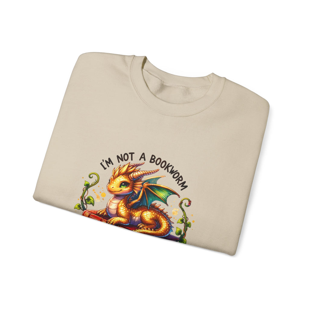 Book Dragon Crewneck Sweatshirt — "I'm Not a Bookworm, I'm a Book Dragon" Cozy Reader Sweatshirt