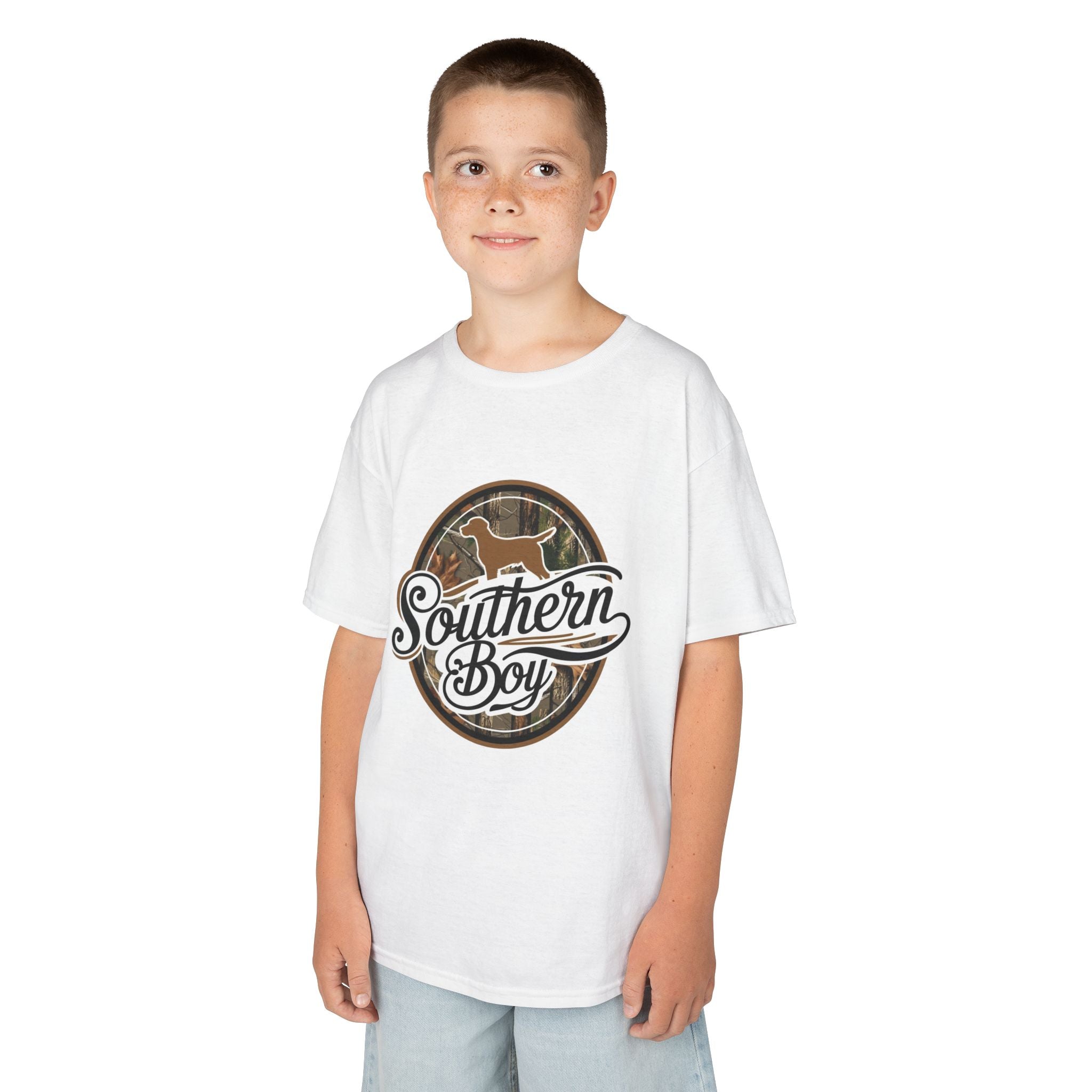 Kids "Southern Boy" Graphic Tee — Rustic Camouflage Horse Design