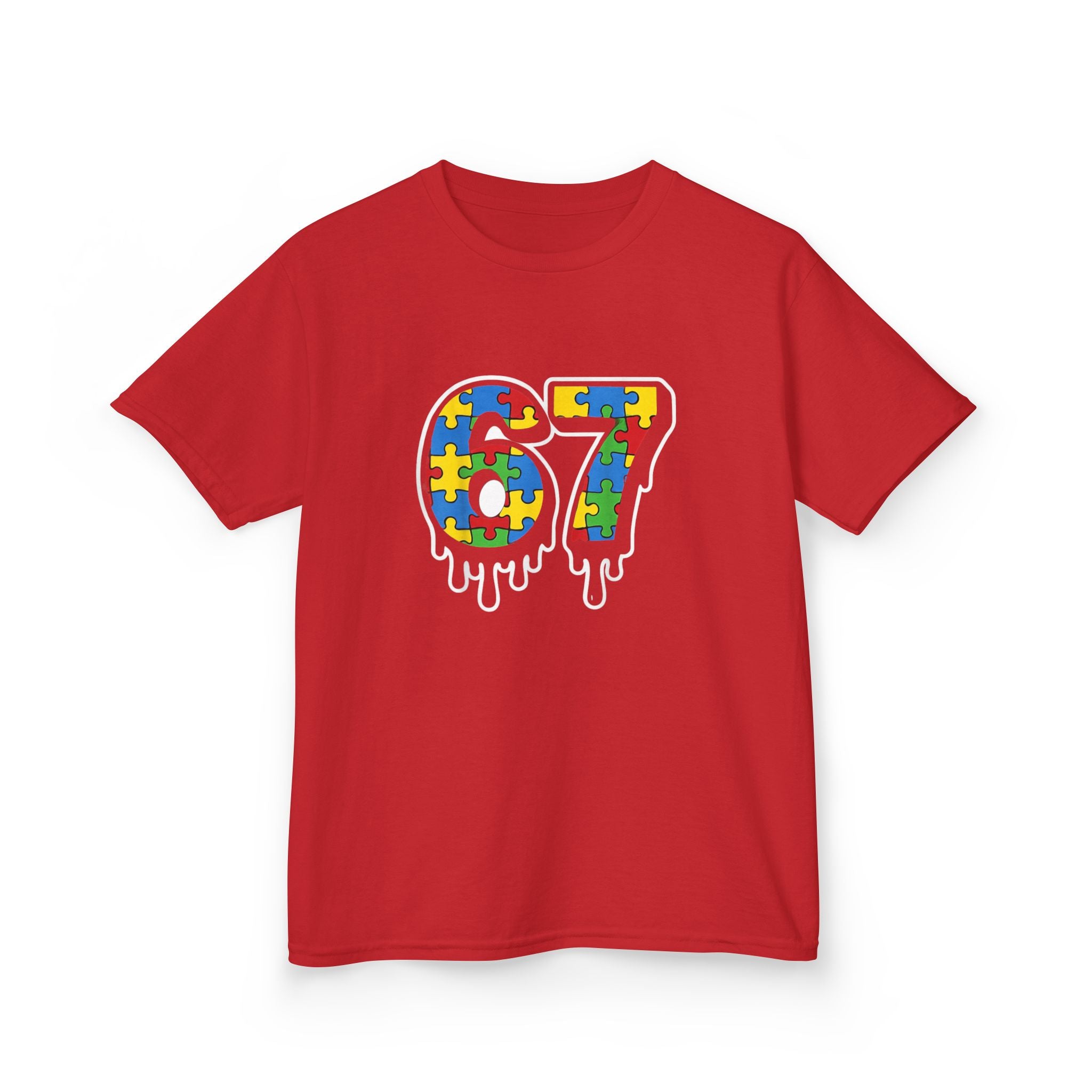 Kids Puzzle Number 67 T-Shirt — Colorful Autism Awareness Tee