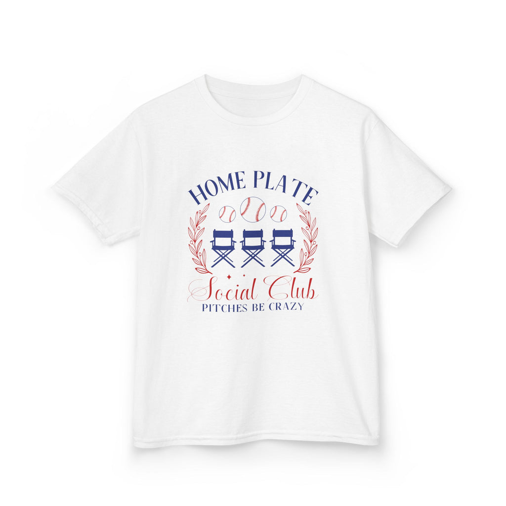 Kids Tee — "Home Plate Social Club" Baseball Shirt (Pitches Be Crazy)