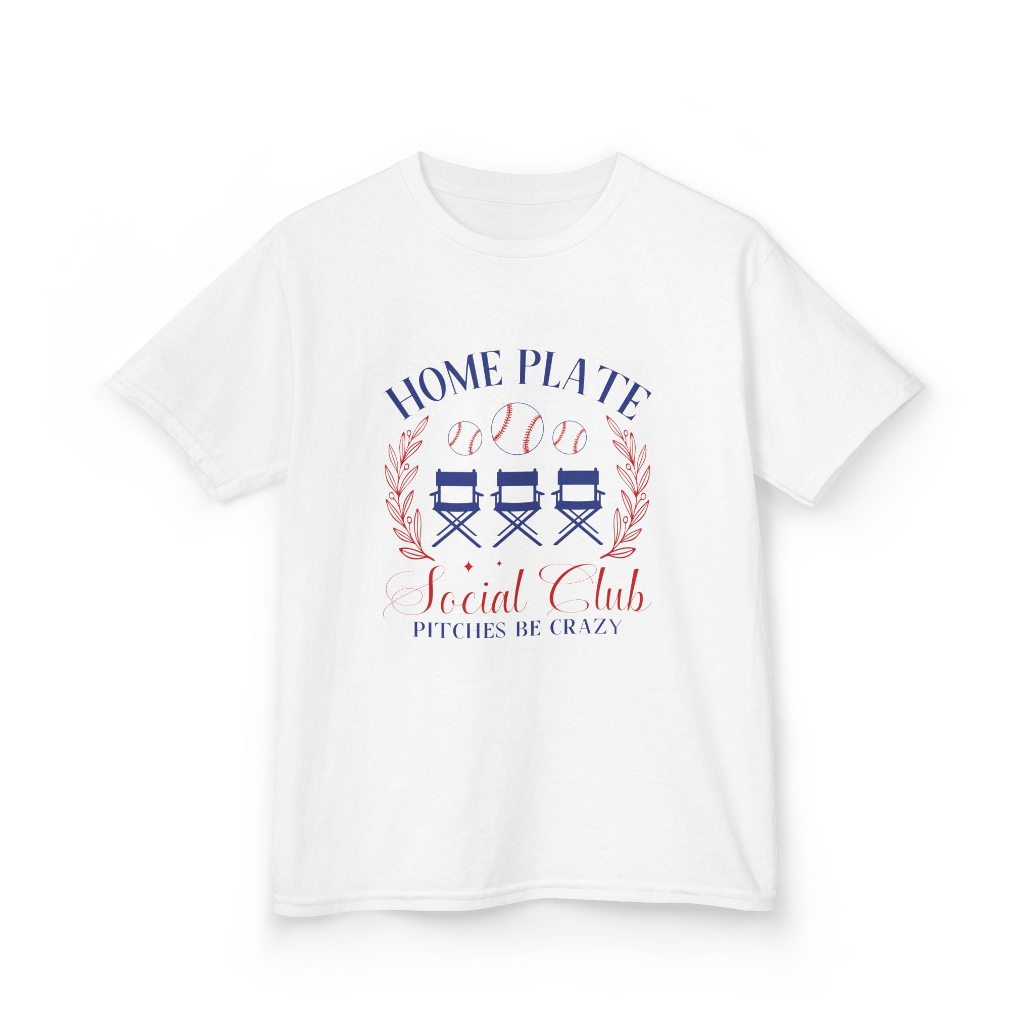 Kids Tee — "Home Plate Social Club" Baseball Shirt (Pitches Be Crazy)