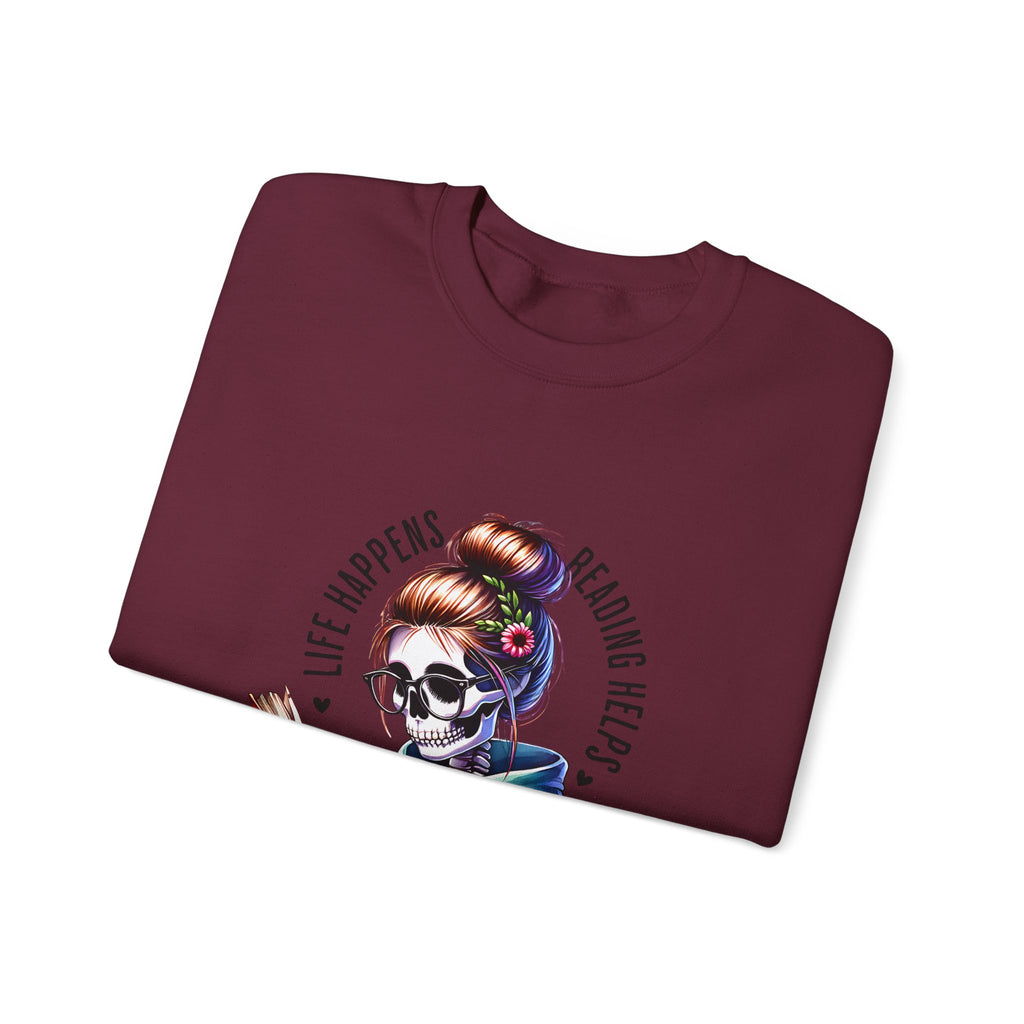 Reading Heals Sweatshirt — Skull Booklover Crewneck