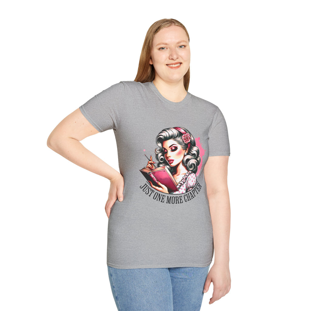 T-Shirt — Retro Pinup Reader "Just One More Chapter" Graphic Tee