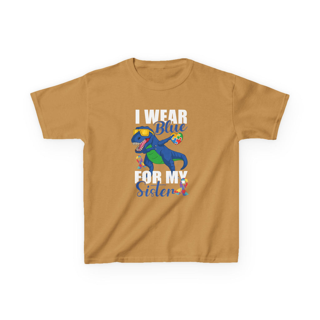Kids T‑Shirt — "Blue Sister" Rainbow Autism Awareness Dino Tee