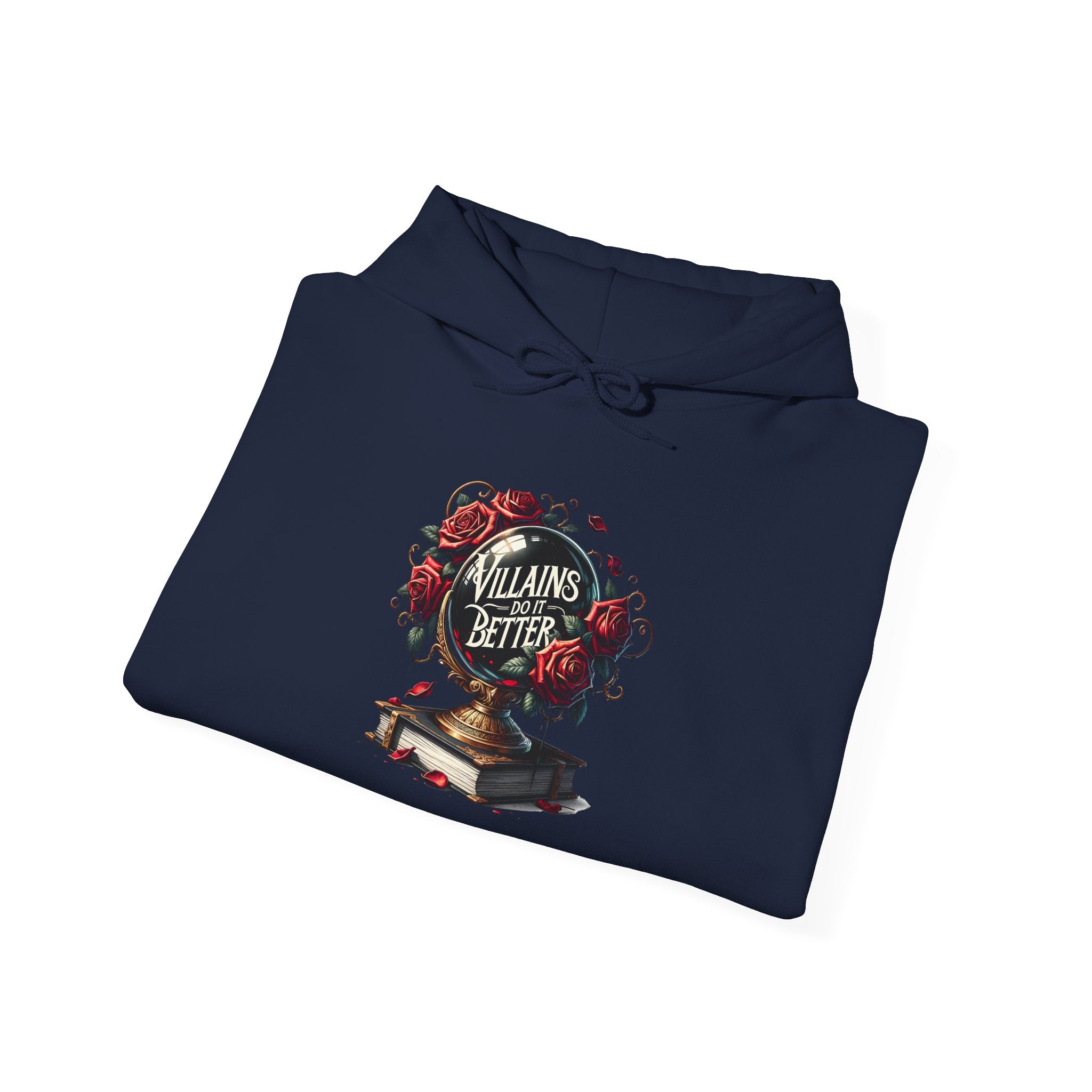 Villains Are Better Hoodie — Gothic Book & Rose Graphic Sweatshirt