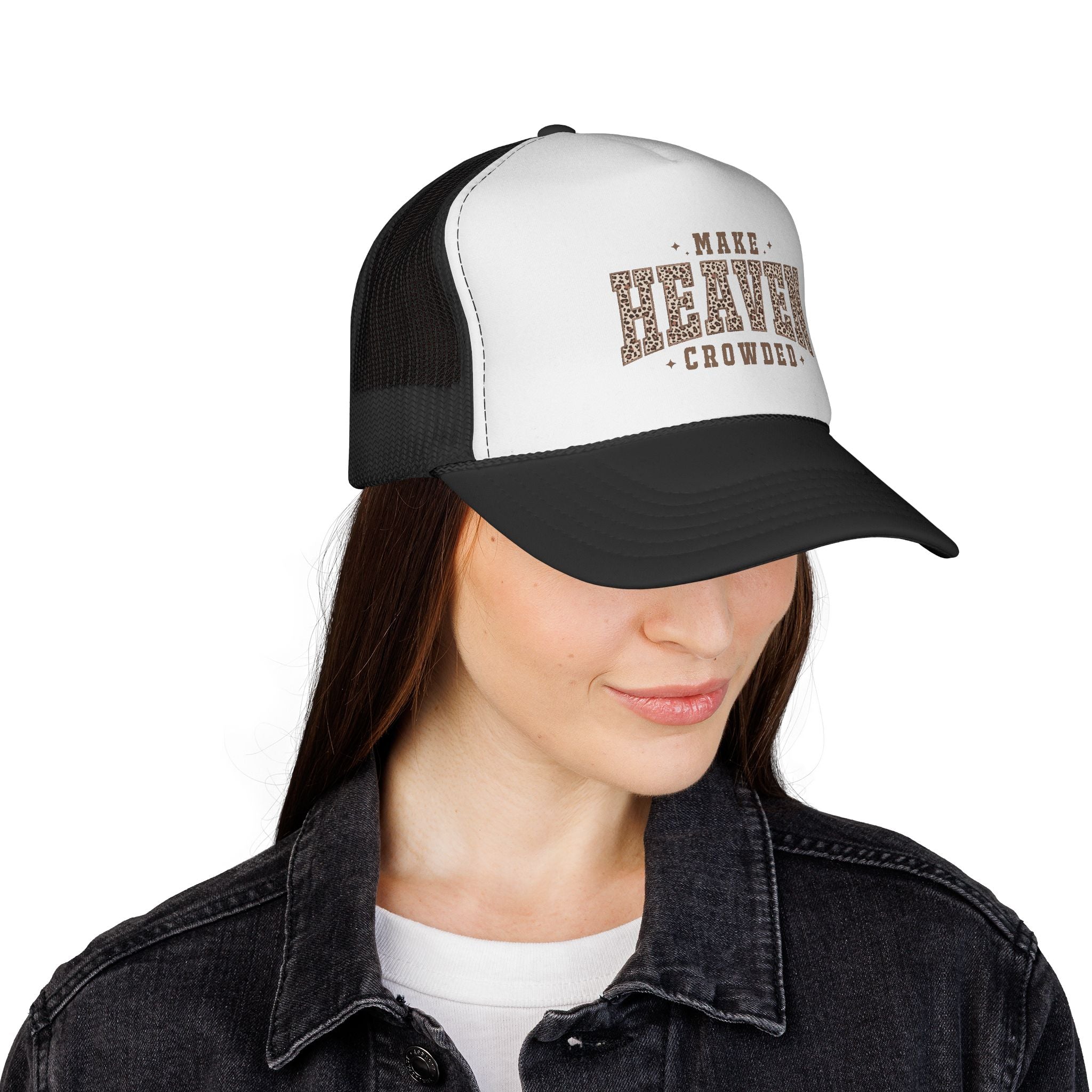 Trucker Cap — "Make Heaven Crowded" Retro Western Mesh Hat