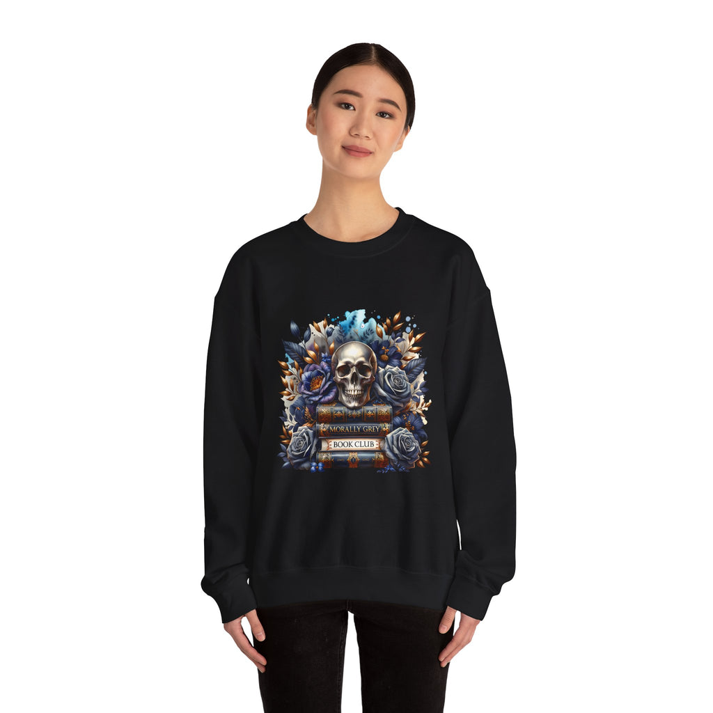 Skull & Books Crewneck Sweatshirt — Gothic Book Club Sweater