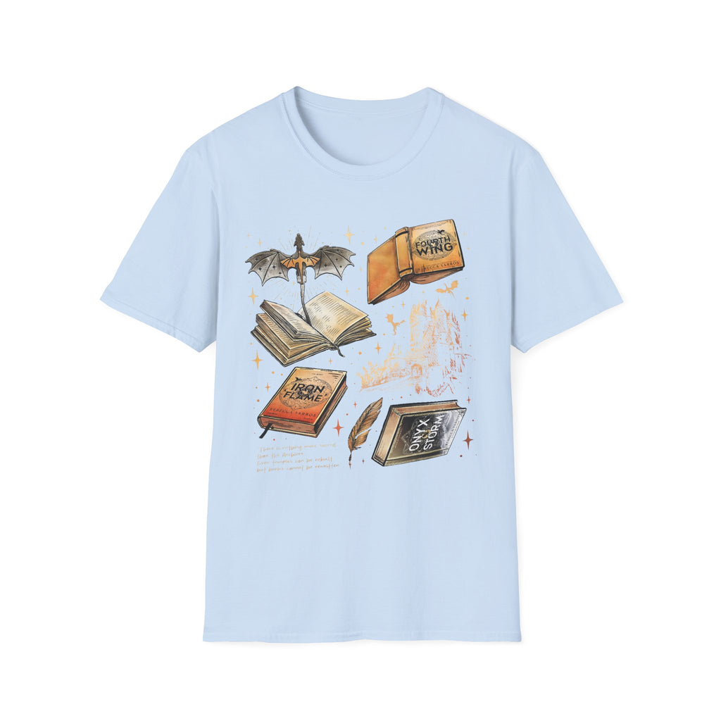 Book Dragon T-Shirt — Vintage Magical Books & Bat Illustration