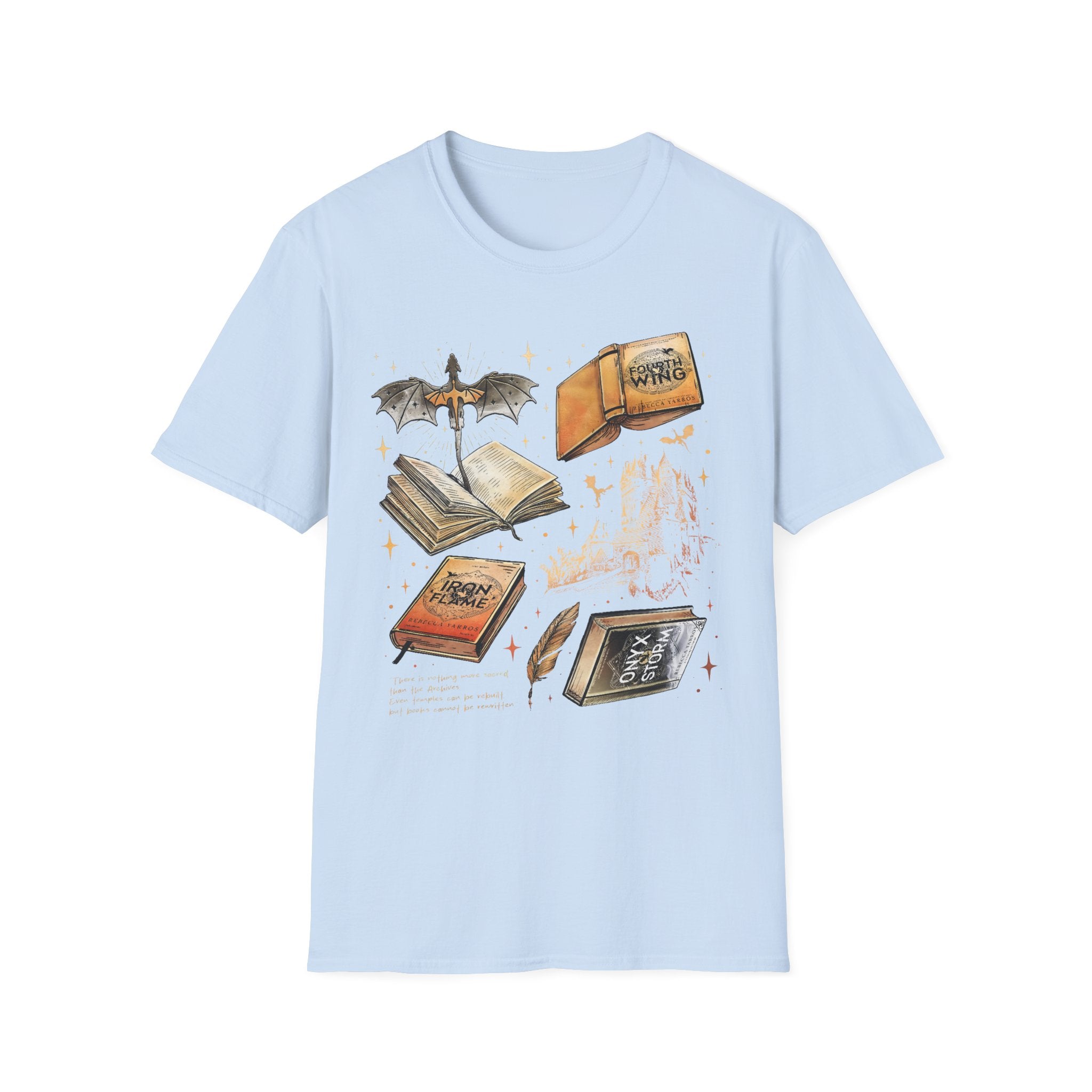 Book Dragon T-Shirt — Vintage Magical Books & Bat Illustration