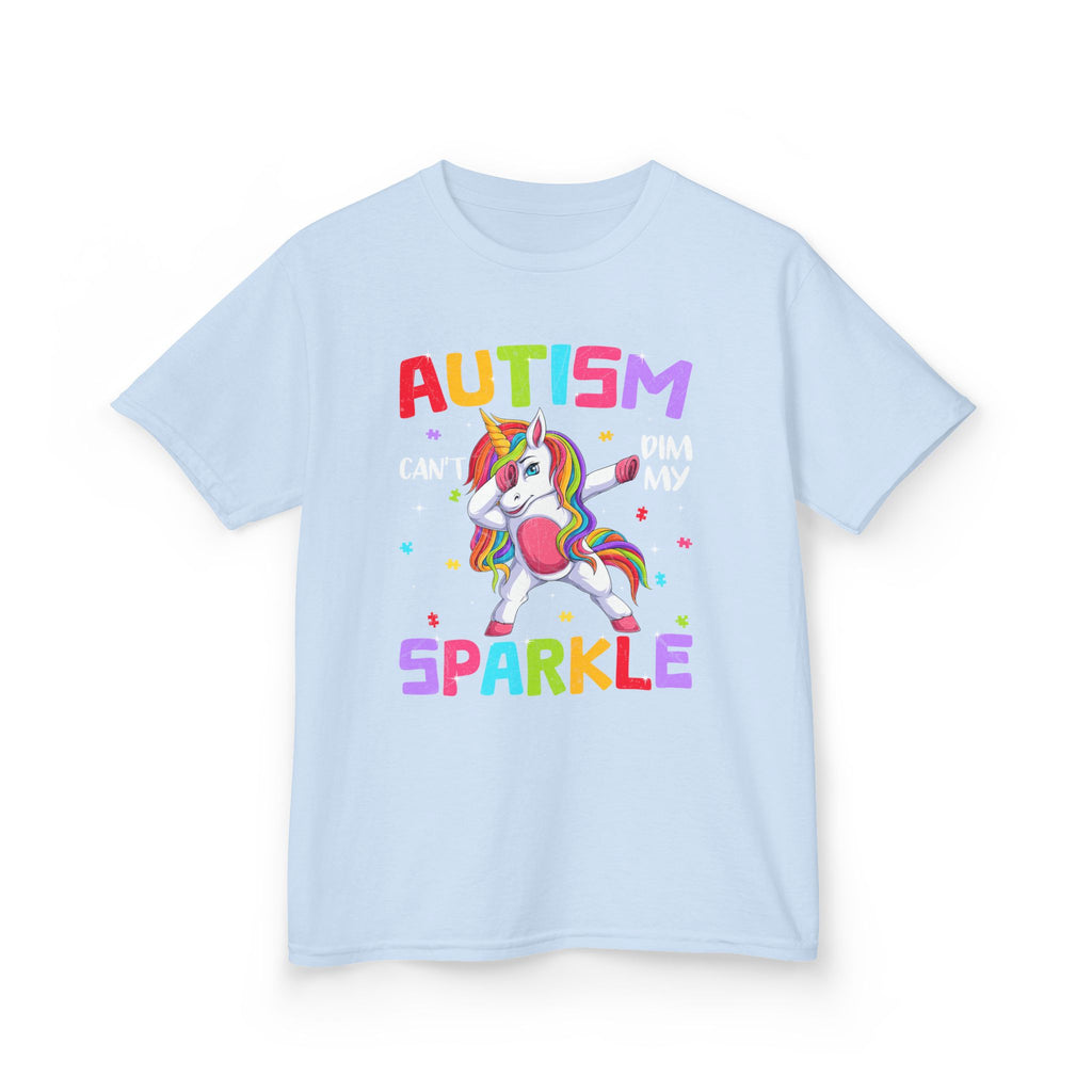 Autism Sparkle Kids T-Shirt — "Autism Can't Dim My Sparkle" Unicorn Tee