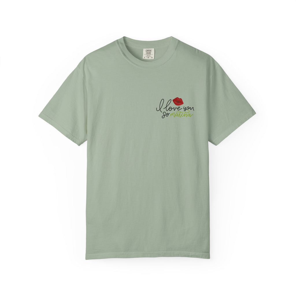 T-Shirt — "I Love You For Matcha" Graphic Tee with Leopard Heart & Matcha Cup