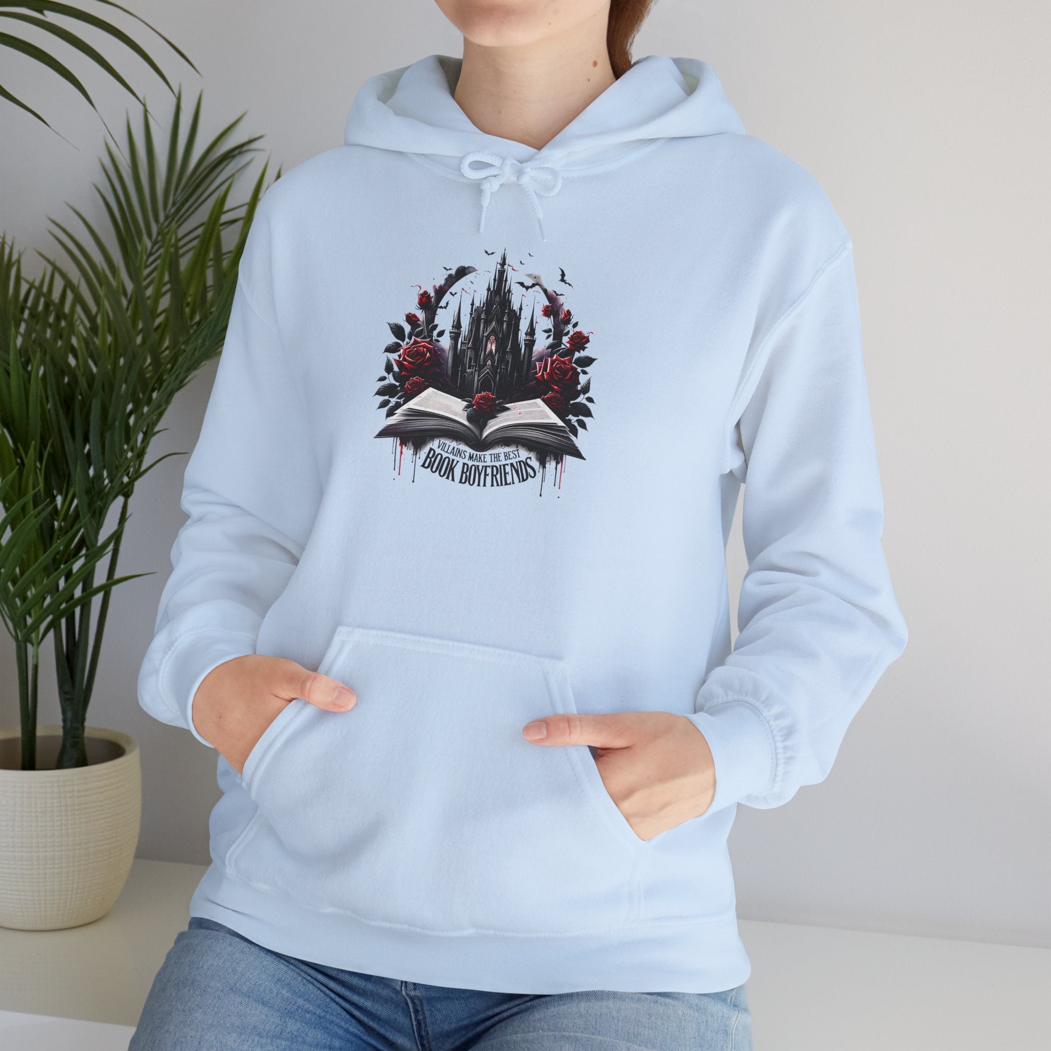 Book of Shadows Hoodie — Gothic Open Book Design with Roses