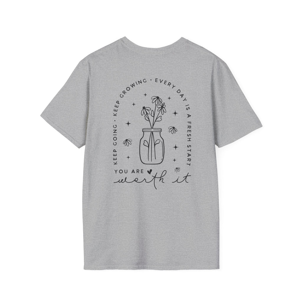 You Are Worth It T-Shirt — Floral Jar Self-Love Tee