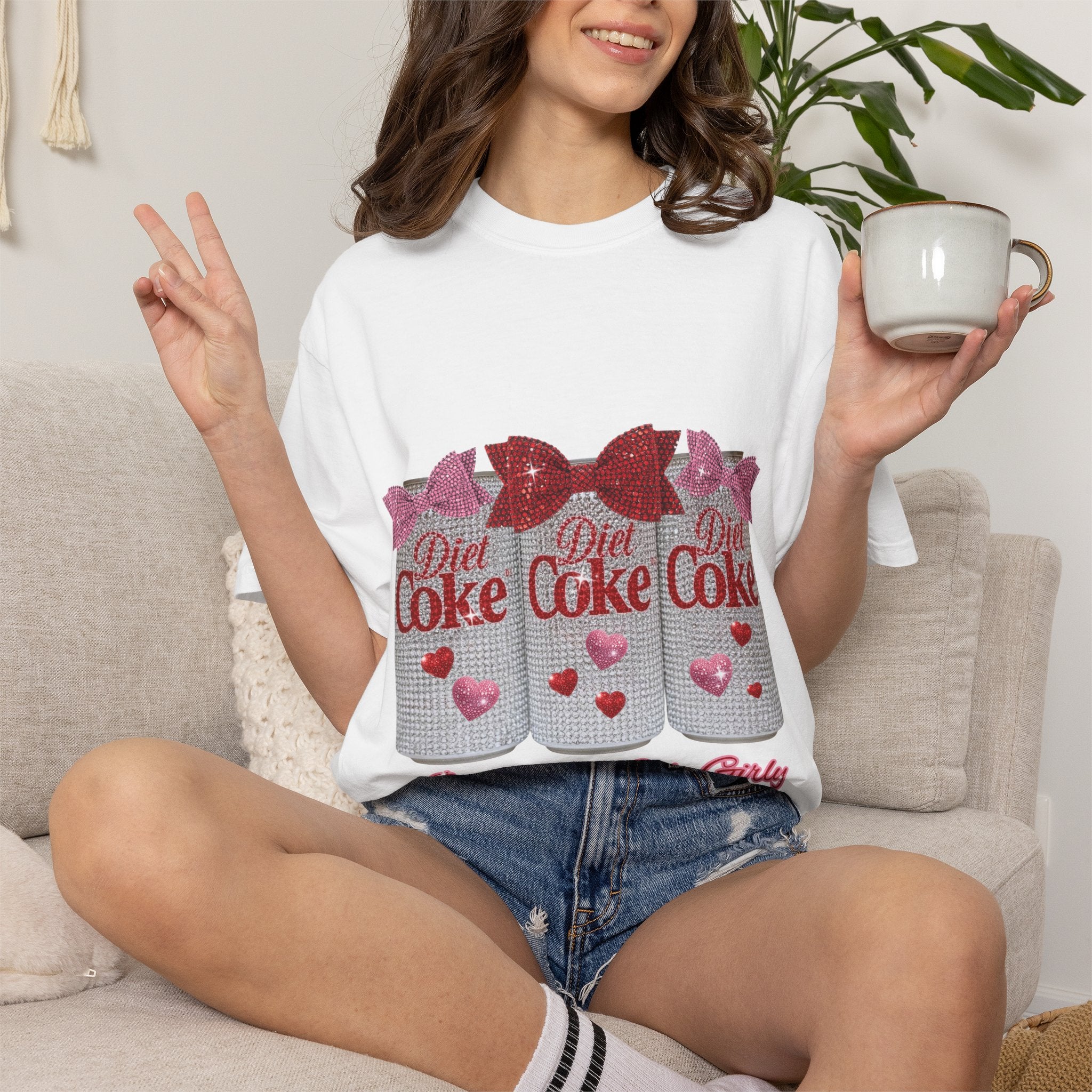 Diet Coke Glitter Can T-Shirt — "Just a Diet Coke Girl" Retro Sparkle Tee