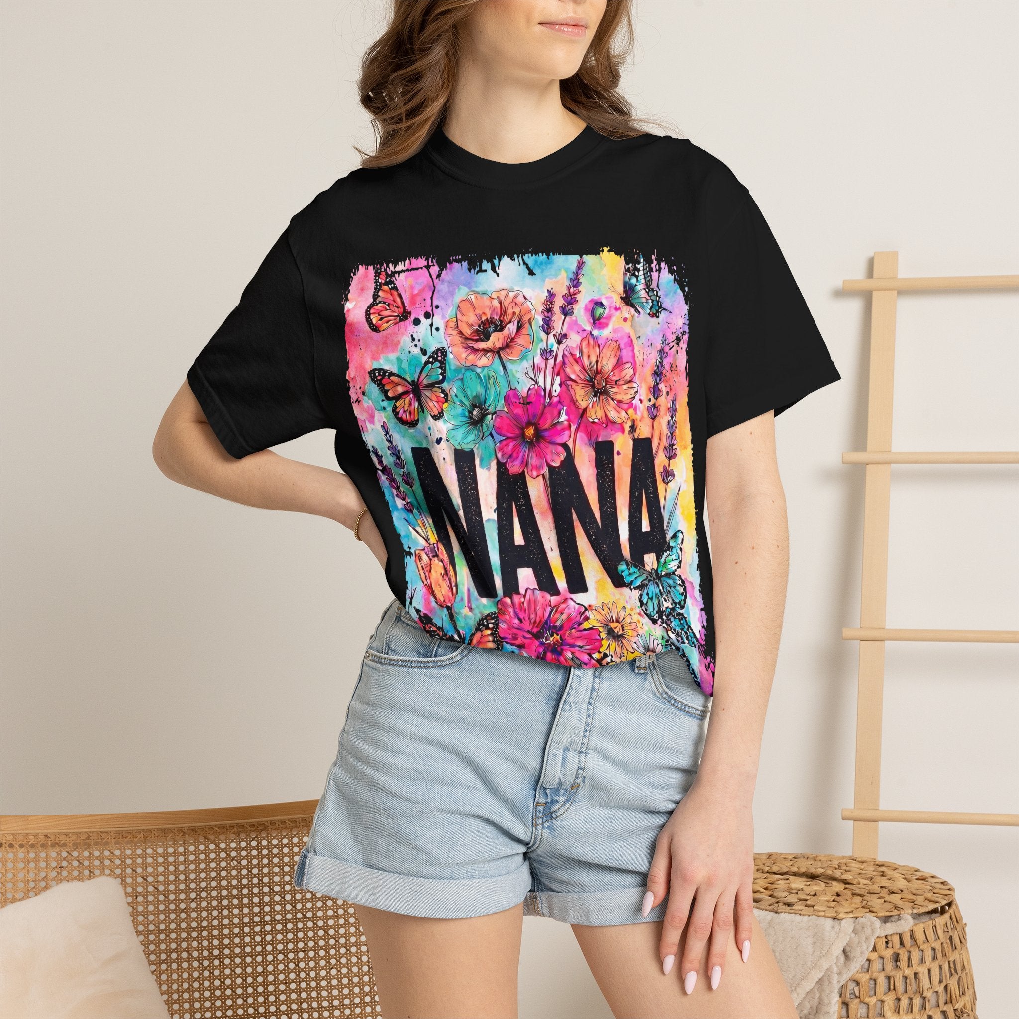 Nana Floral Butterfly T-Shirt — Colorful Grandma Gift for Mother’s Day