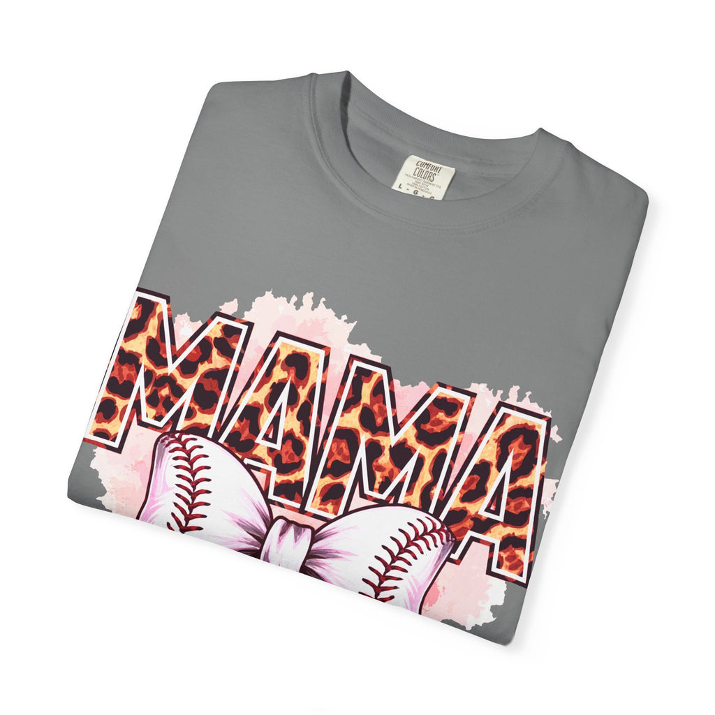 Mama Softball Tee — Leopard Print 'MAMA' with Bow