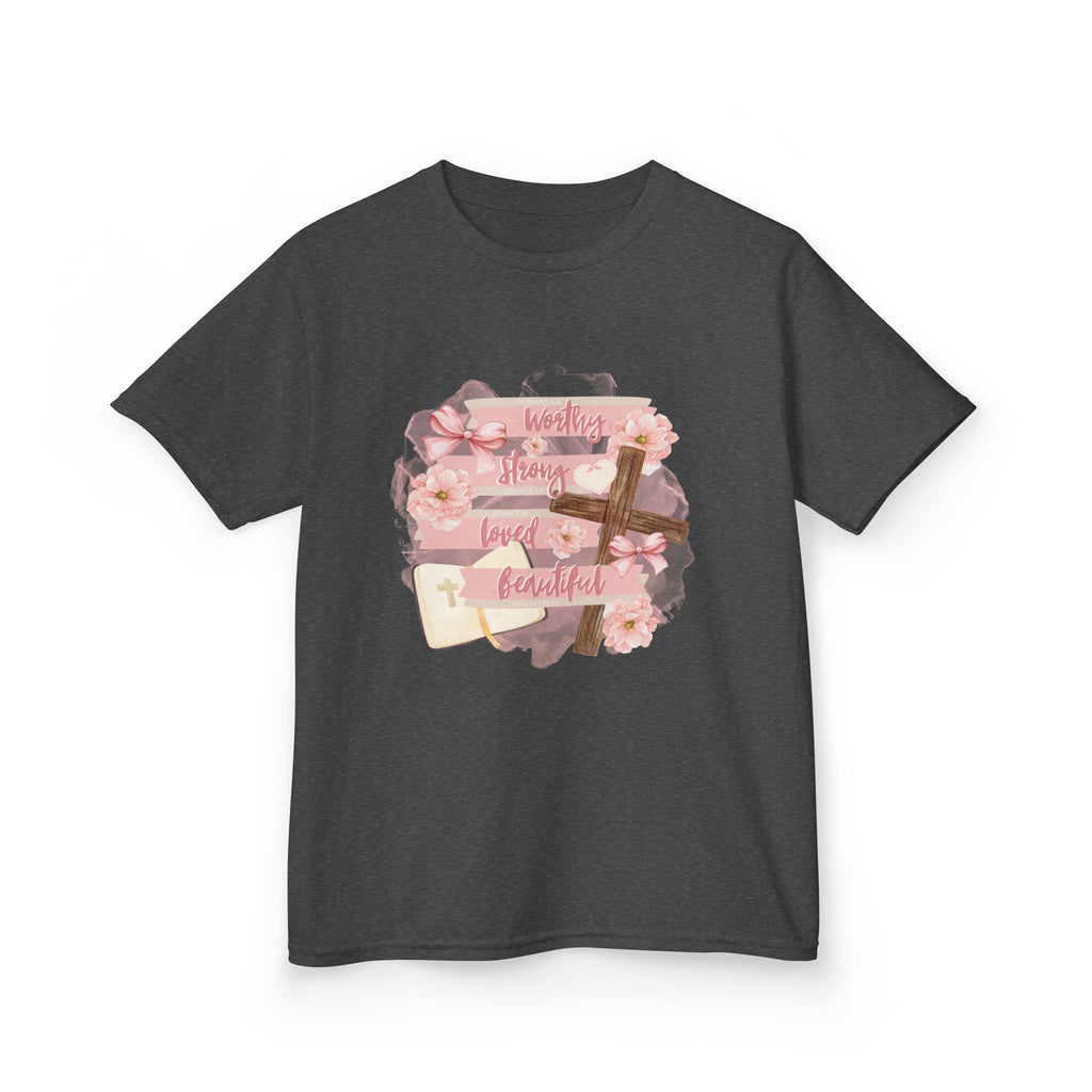 Kids T-Shirt — Pink Floral 'Daddy's Little Love' Cross Design