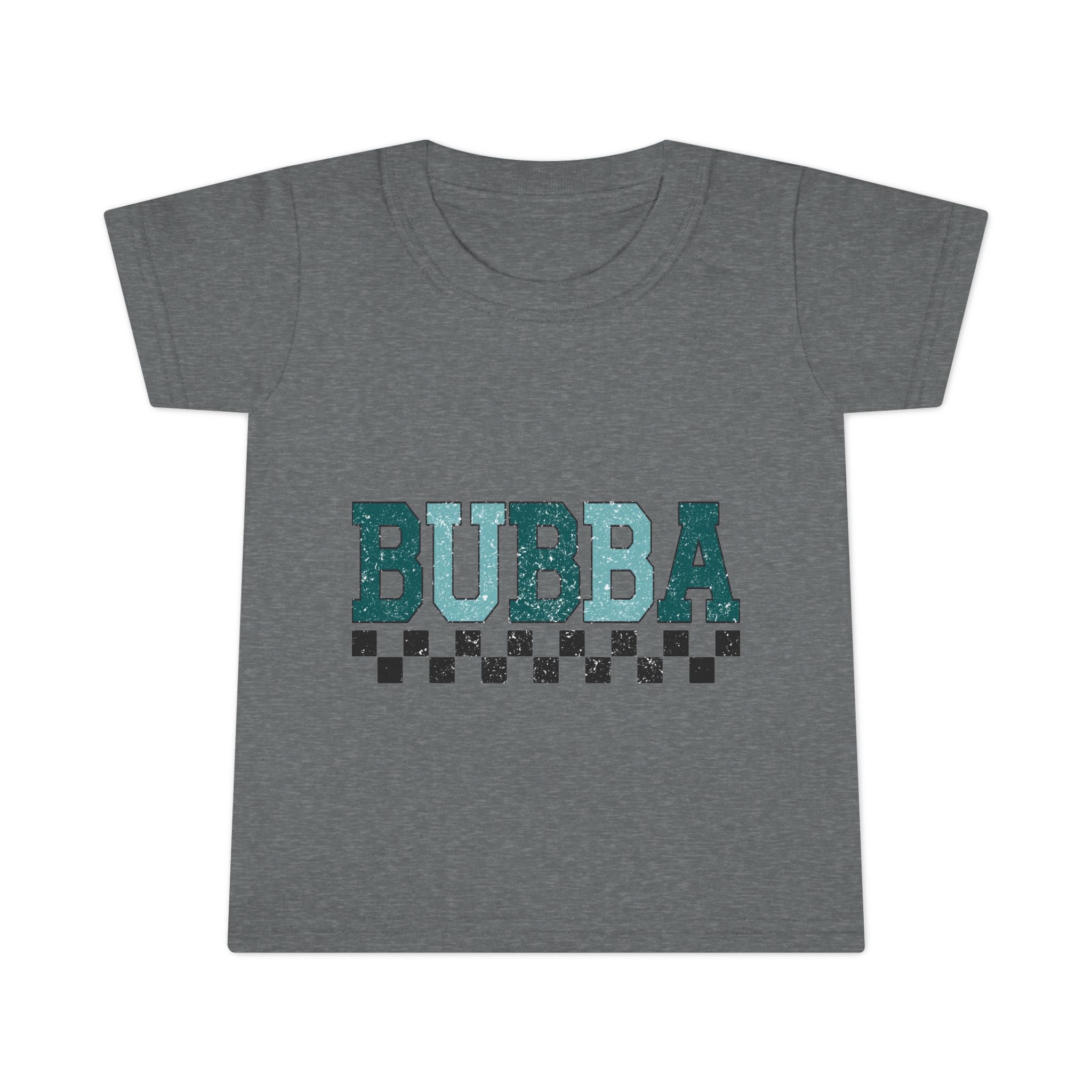 Bubba Toddler T-Shirt — Teal Retro Checkered Kids Tee