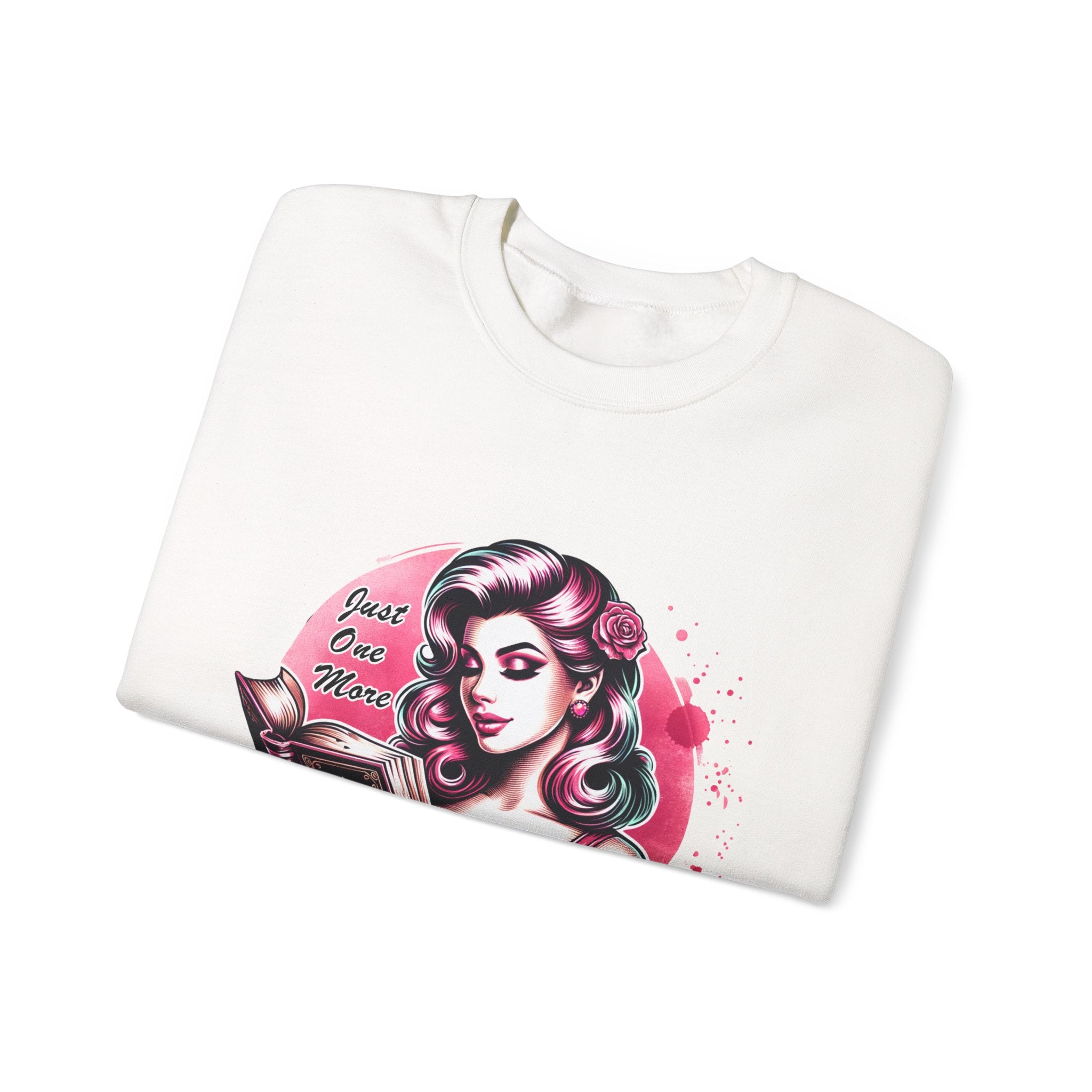 Chapter Reading Sweatshirt – Retro Pinup 'Just One More Chapter' Cozy Crewneck