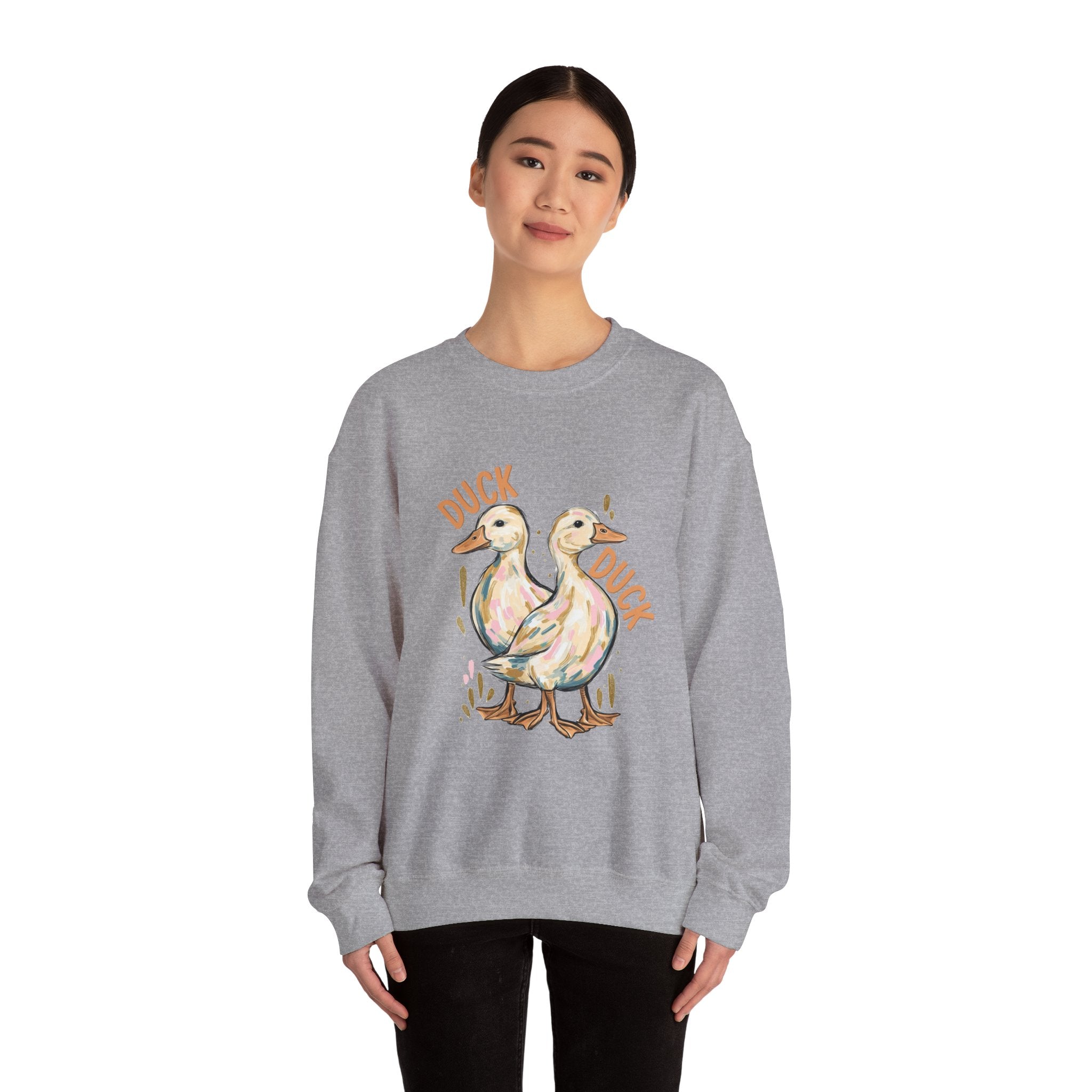 Double-sided Duck Duck Goose Crewneck Sweatshirt – Cute Watercolor Ducks Graphic