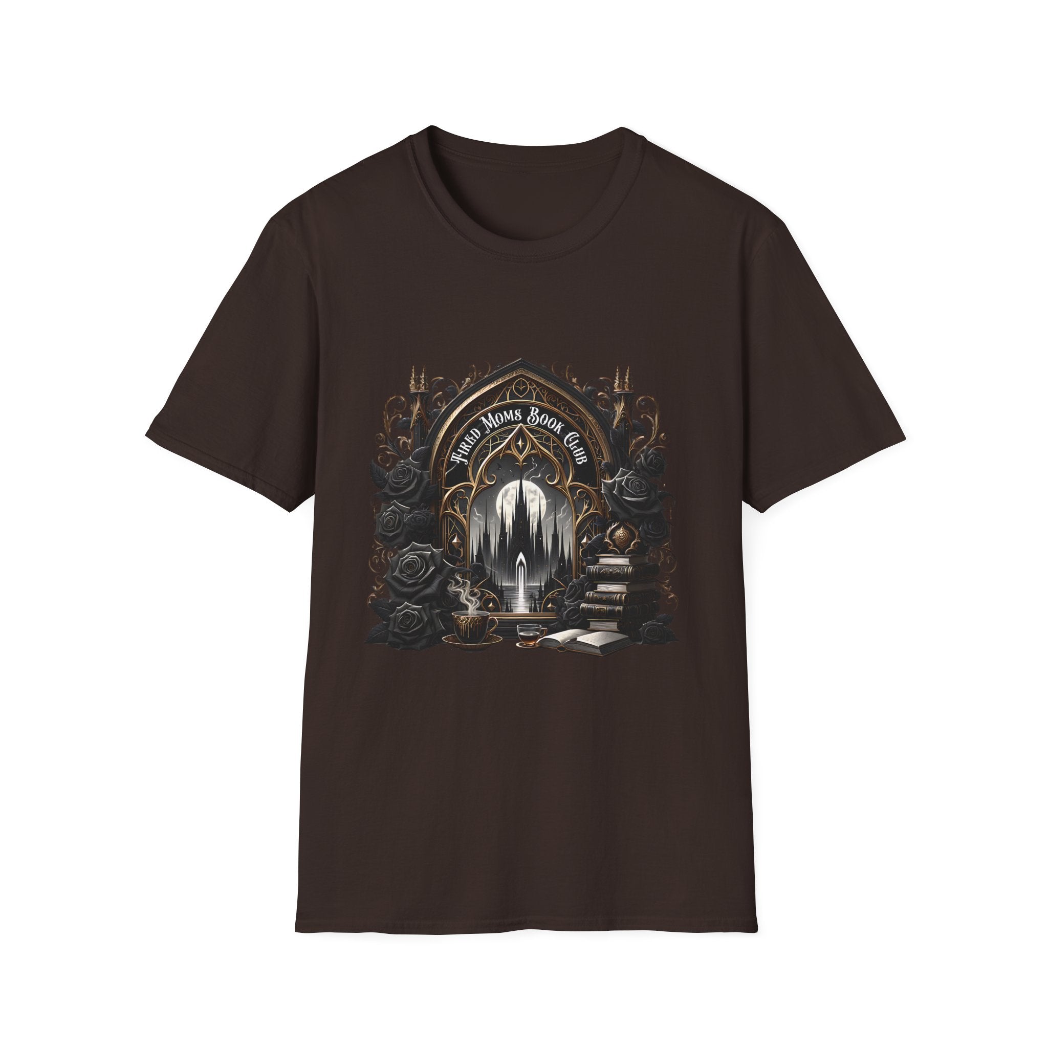 Gothic Library T-Shirt — "Read Books & Rise" Dark Fantasy Graphic Tee