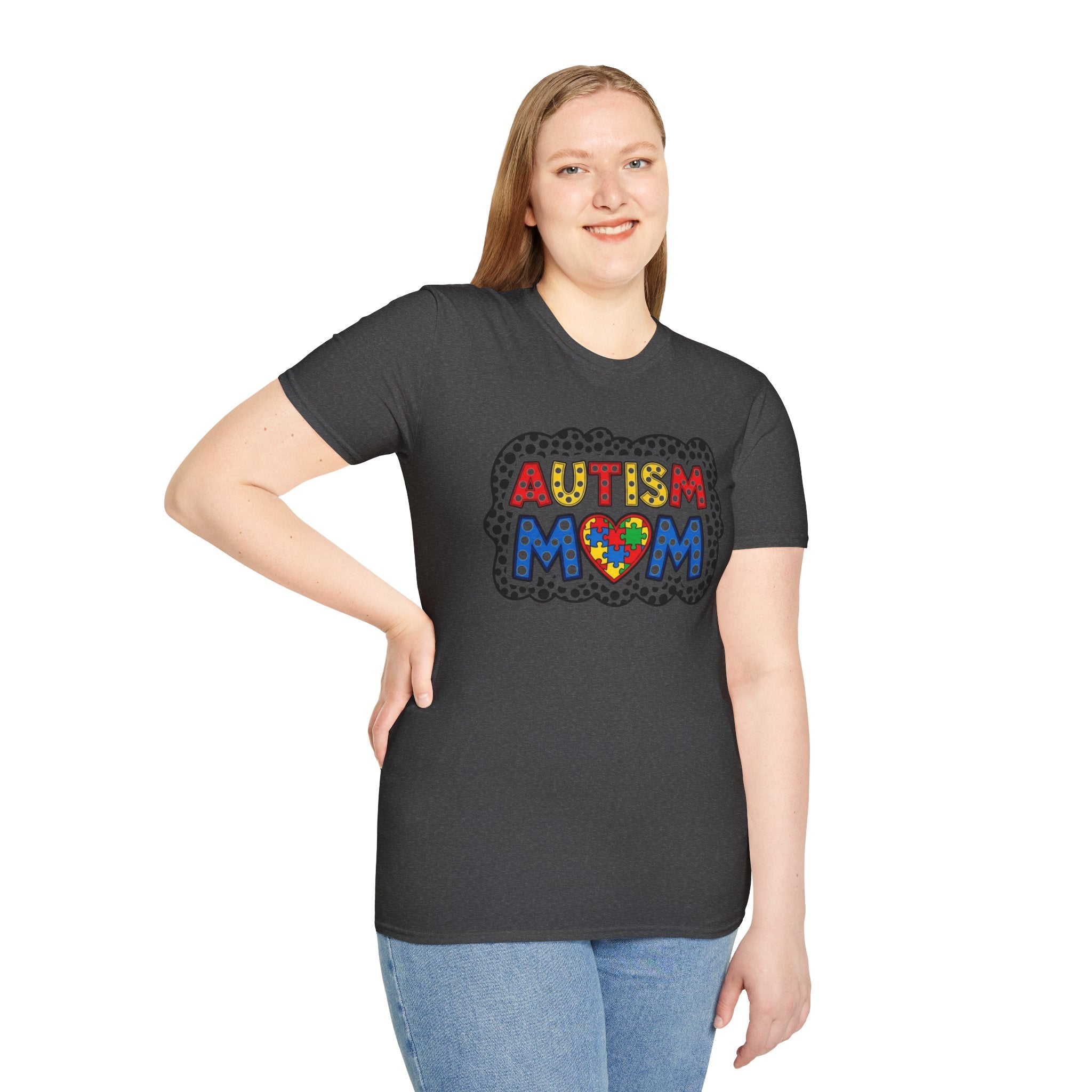 Autism Mom T-Shirt — Colorful Puzzle Heart Support Tee