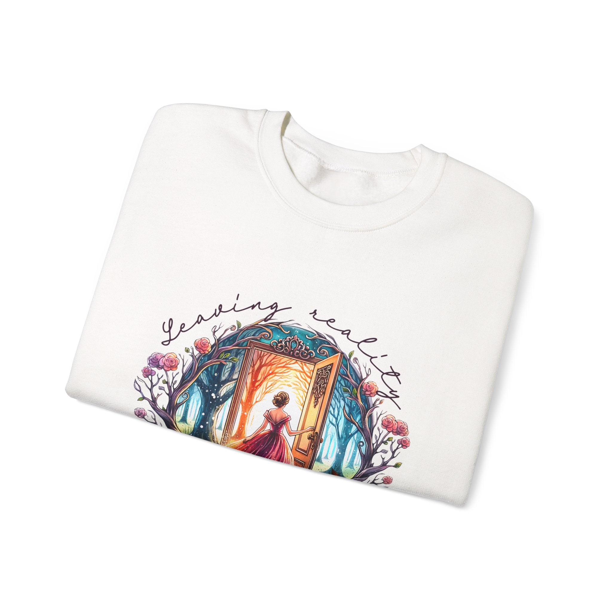 Crewneck Sweatshirt — 'Leaving Yesterday, Wearing Tomorrow' Fantasy Woman Art