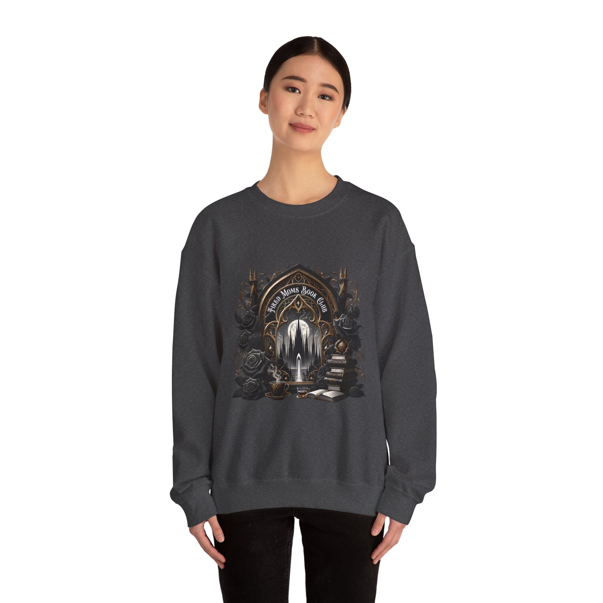 Mystic Library Crewneck Sweatshirt — Gothic 'Seek Silent Wisdom' Design