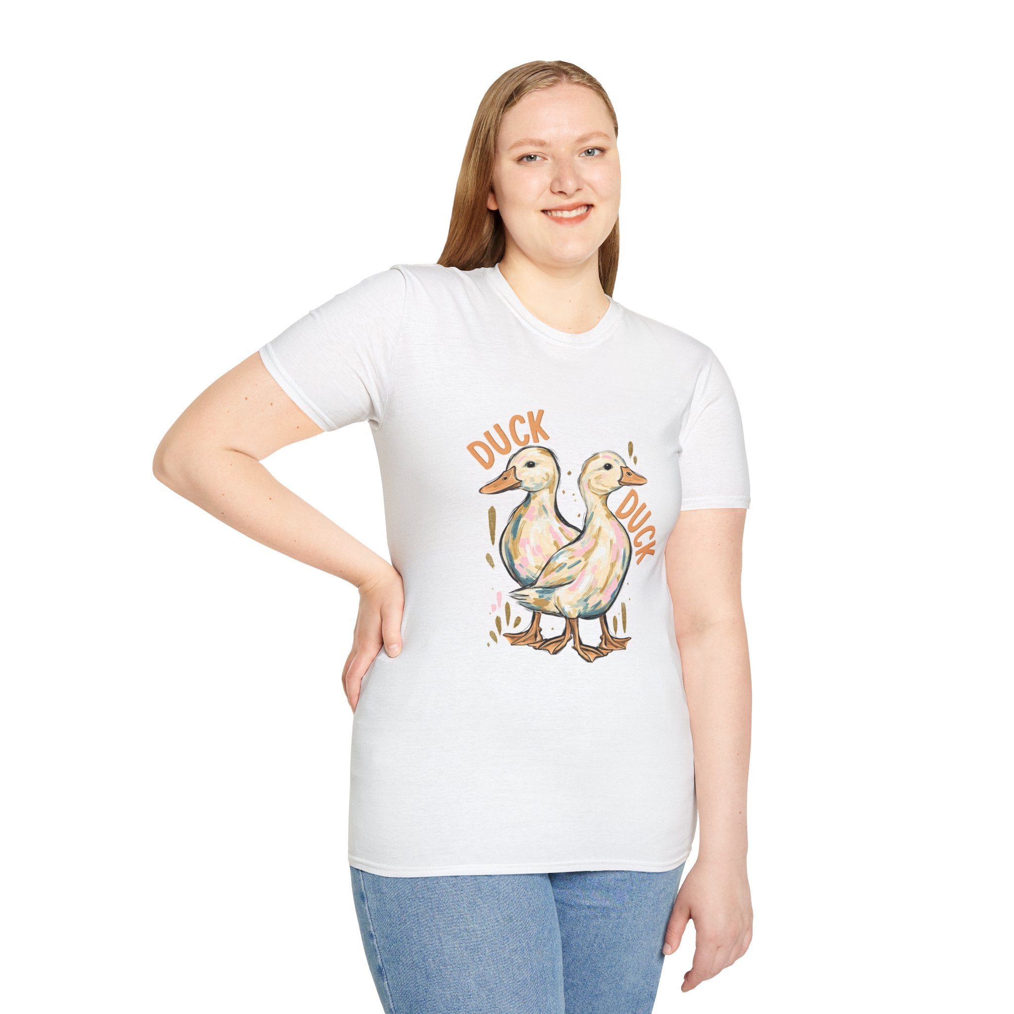 Double-sided Duck Duck Goose T-Shirt — Cute Pastel Duck & Goose Graphic Tee
