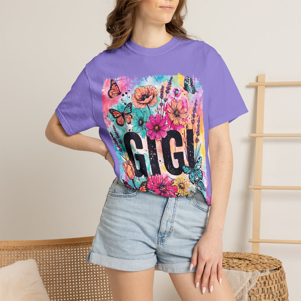 Gigi Floral Graphic T-Shirt — Colorful Butterflies & Flowers Gift Tee
