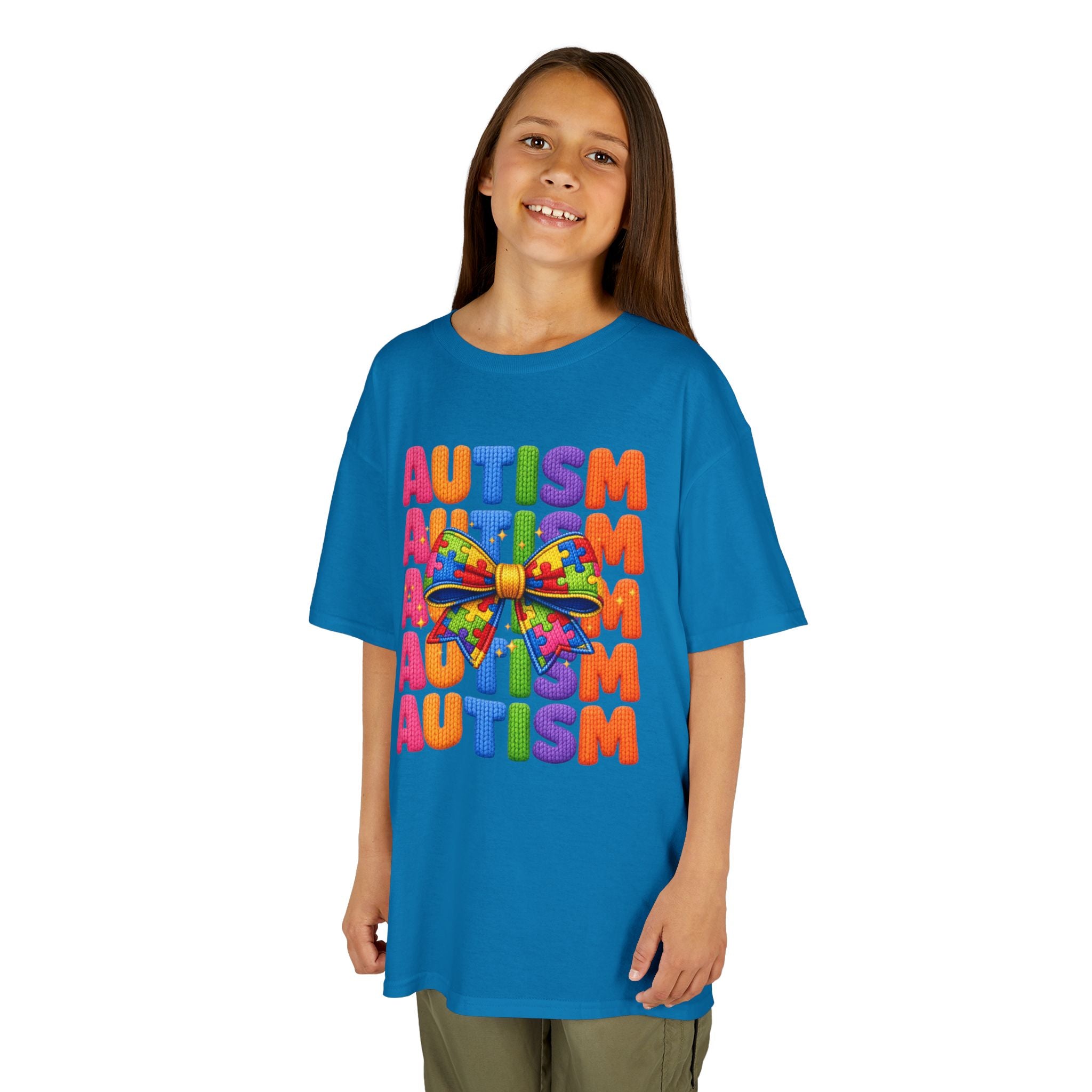Kids Autism Awareness T-Shirt — Colorful Puzzle Ribbon Design