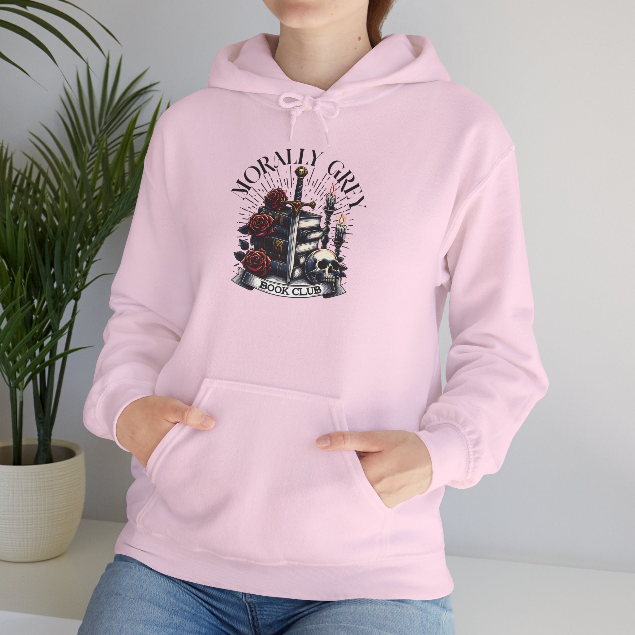 Horror Girl Graphic Hoodie – Gothic Roses & Vintage Candle Illustration