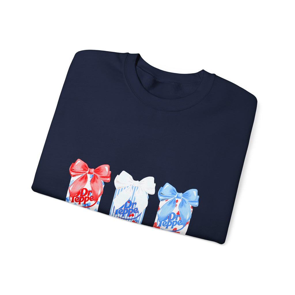 Patriotic Gift Candles Crewneck Sweatshirt – Red White Blue Ribbon Candle Trio