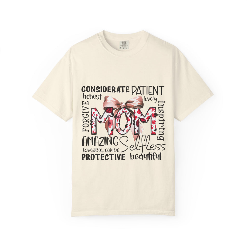 Mom Word-Art T-Shirt — Floral Bow Mother’s Day Tee