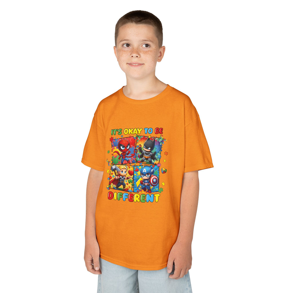 Kids 'It's Okay to Be Different' Graphic Tee — Colorful Inclusive Cartoon Design