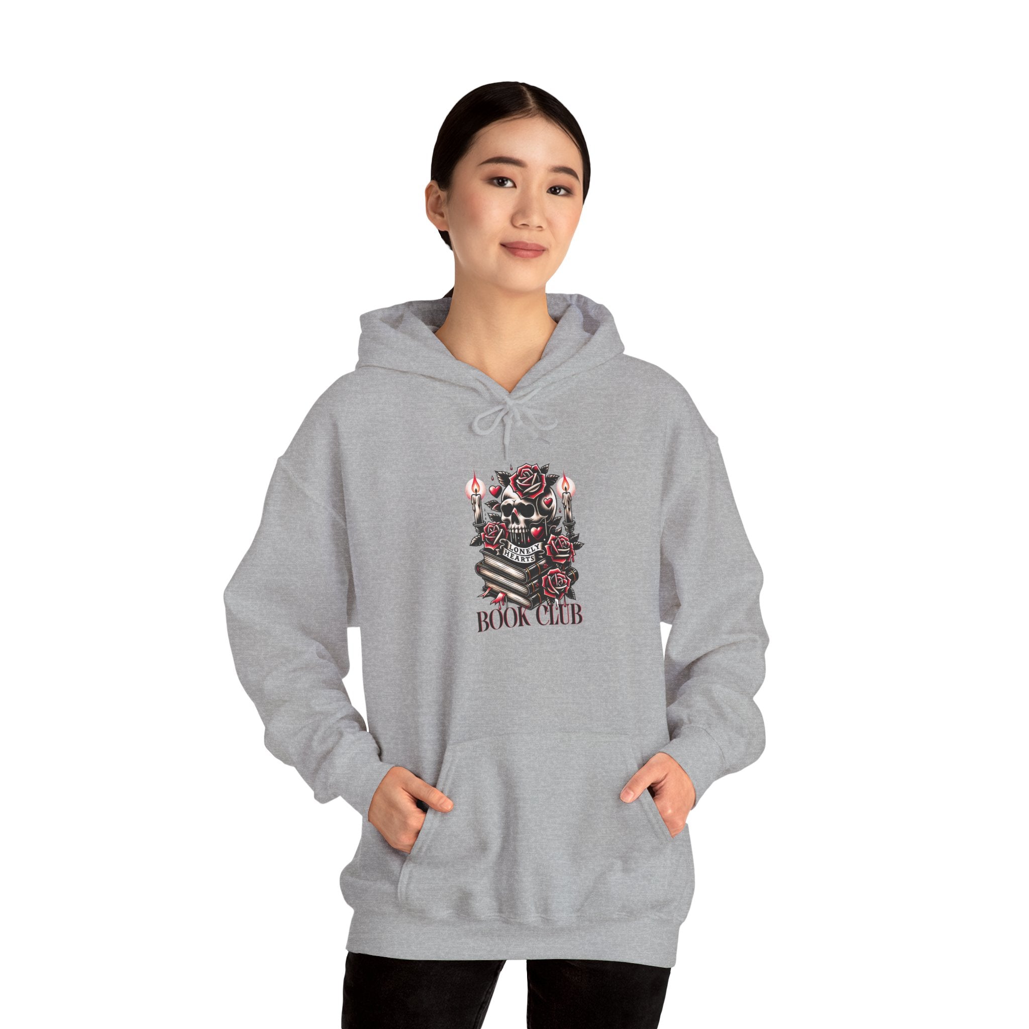 Book Club Hoodie — Gothic Skull & Rose Reading Crewneck