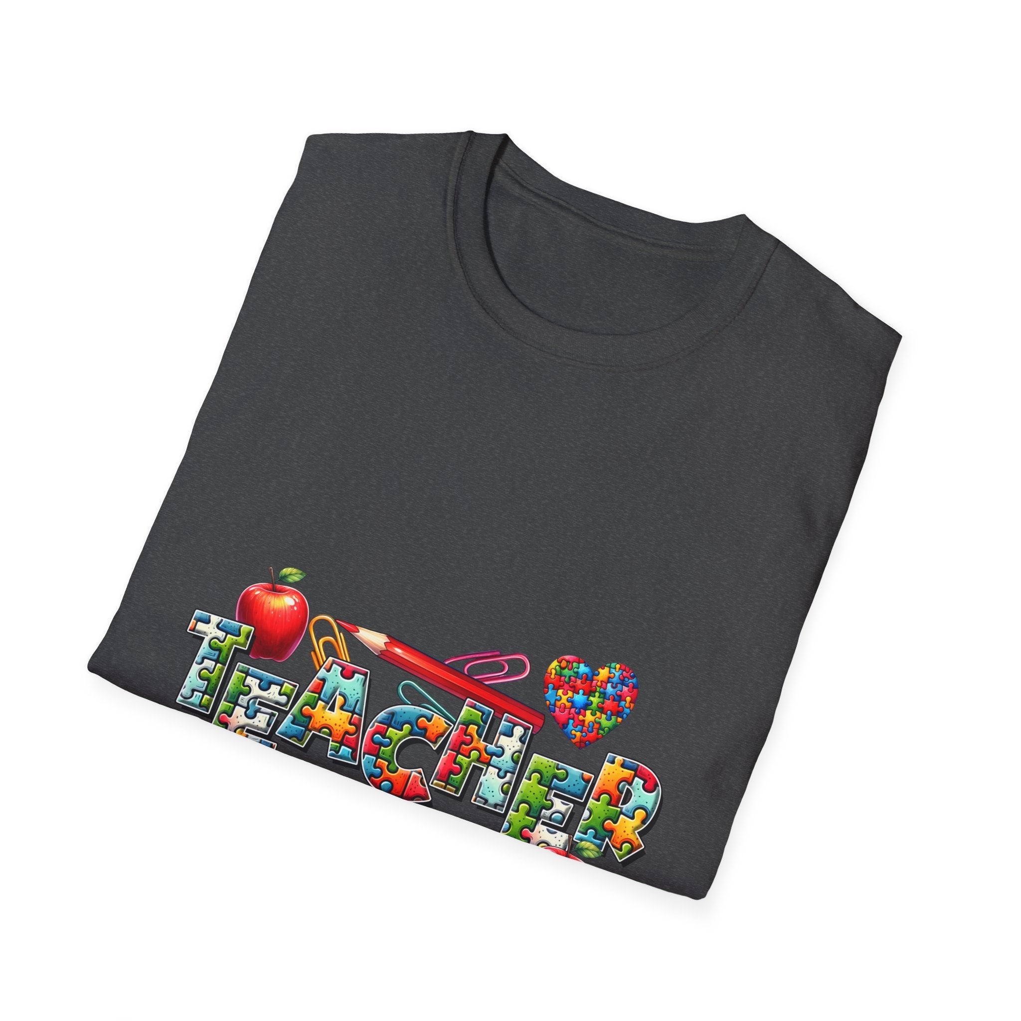 Teacher Appreciation T‑Shirt — Colorful School Icons & Hearts Design