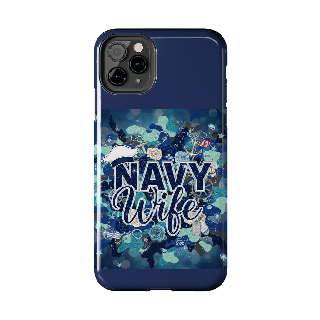 Navy Wife Tough Phone Case — Military Camouflage Protective Phone Cover, Perfect Gift for Navy Spouses