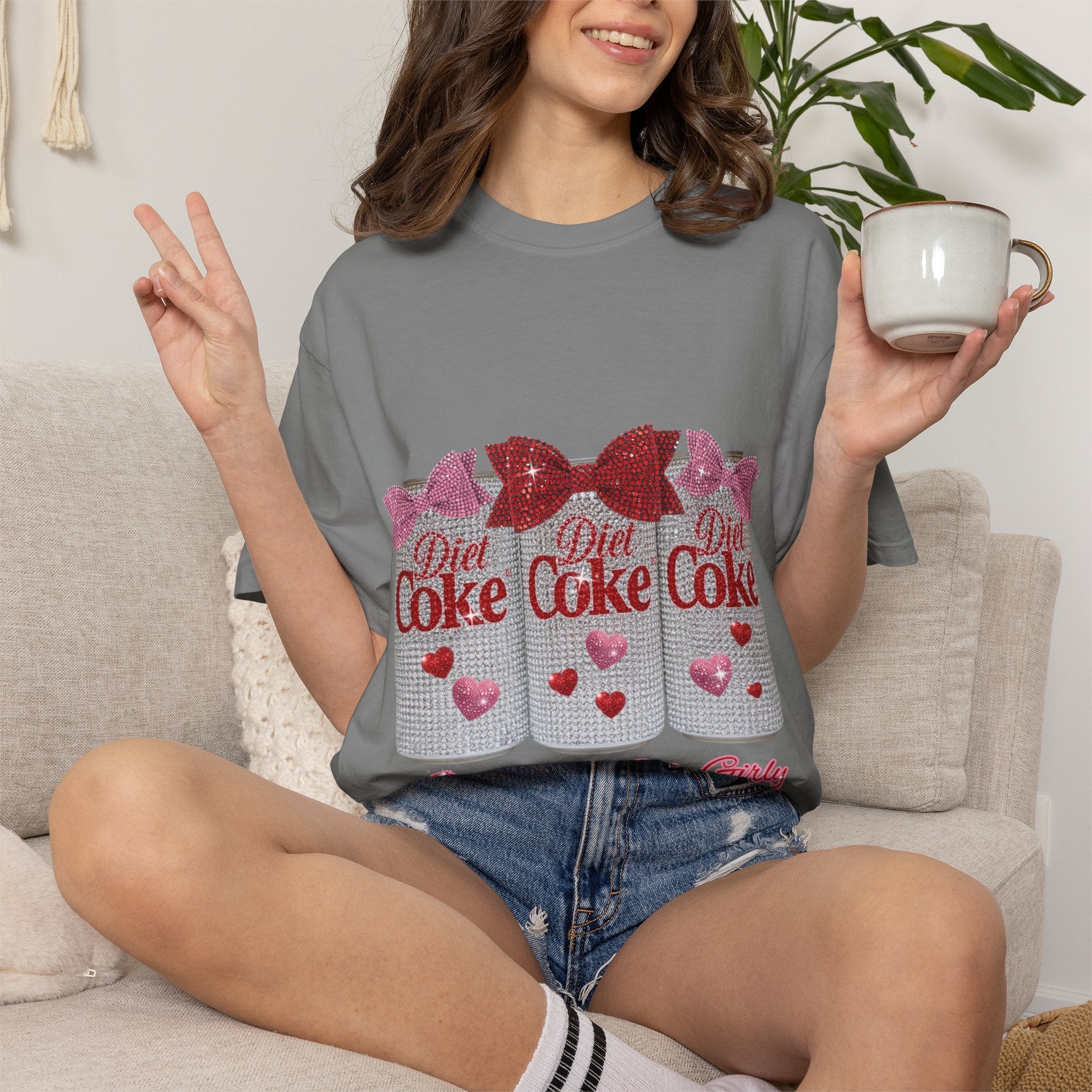 Diet Coke Glitter Can T-Shirt — "Just a Diet Coke Girl" Retro Sparkle Tee