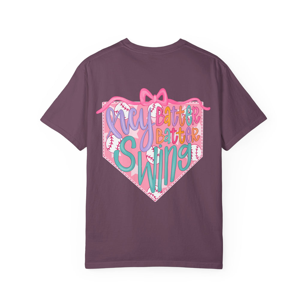 Softball Tee — "Play Ball" Front & "Pitch, Batter, Batter, Swing" Heart Back