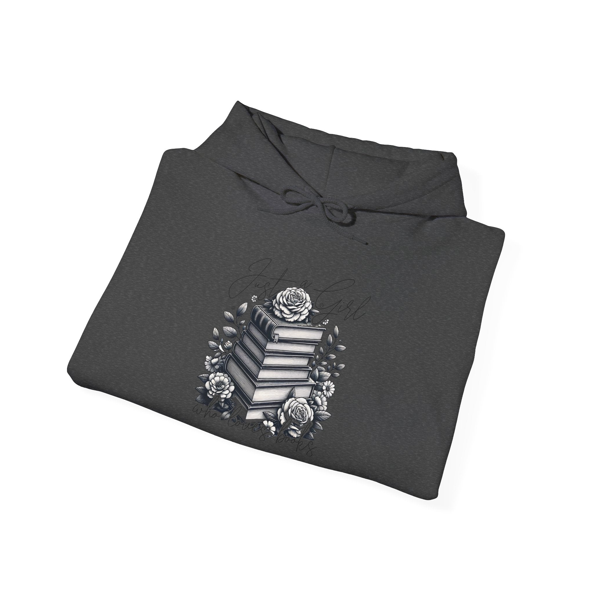 Vintage Stacked Books & Roses Hoodie — Literary Gothic Booklover Sweatshirt