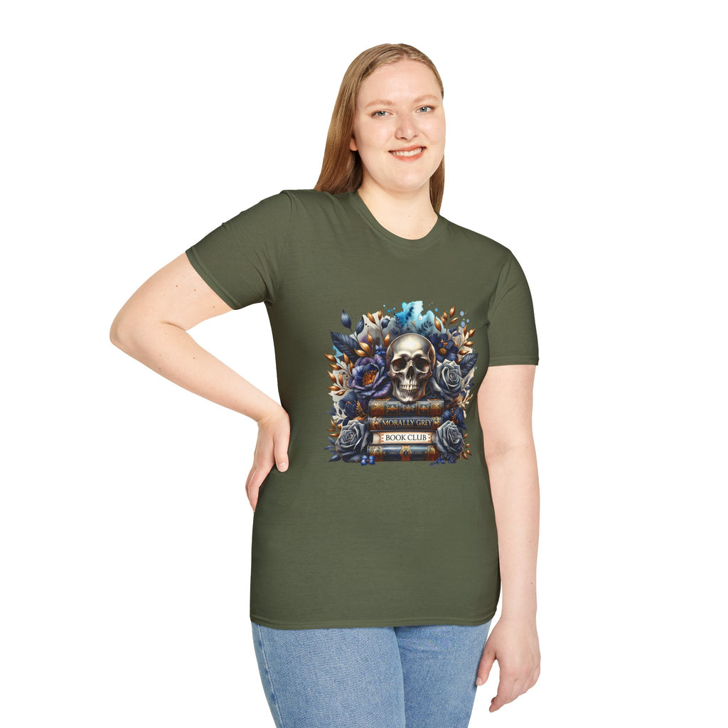 Skull & Roses Book Club T-Shirt — Gothic Literary Graphic Tee