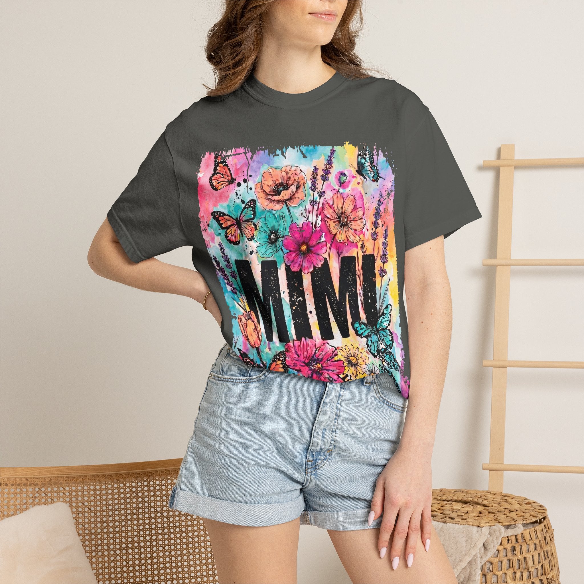 MIMI Floral Butterflies T-Shirt — Colorful Watercolor Garden Tee