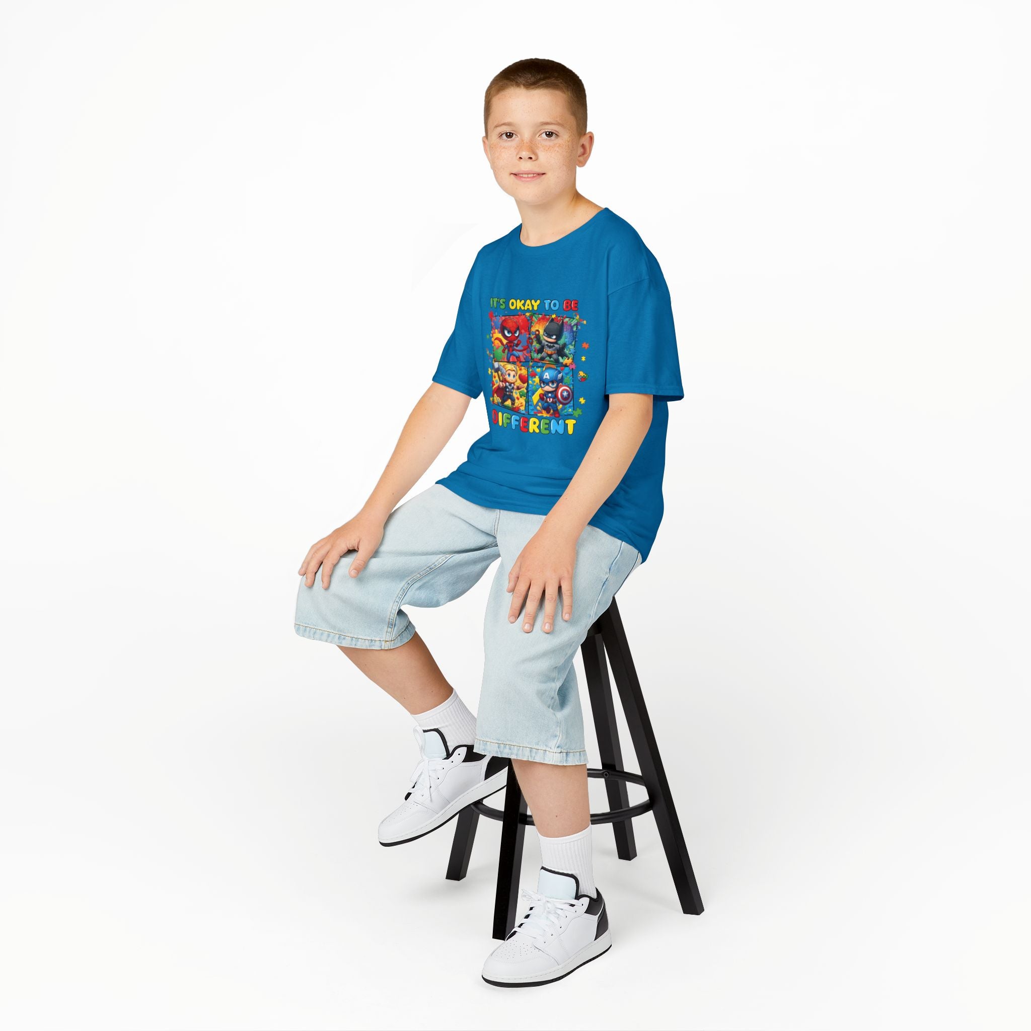 Kids 'It's Okay to Be Different' Graphic Tee — Colorful Inclusive Cartoon Design