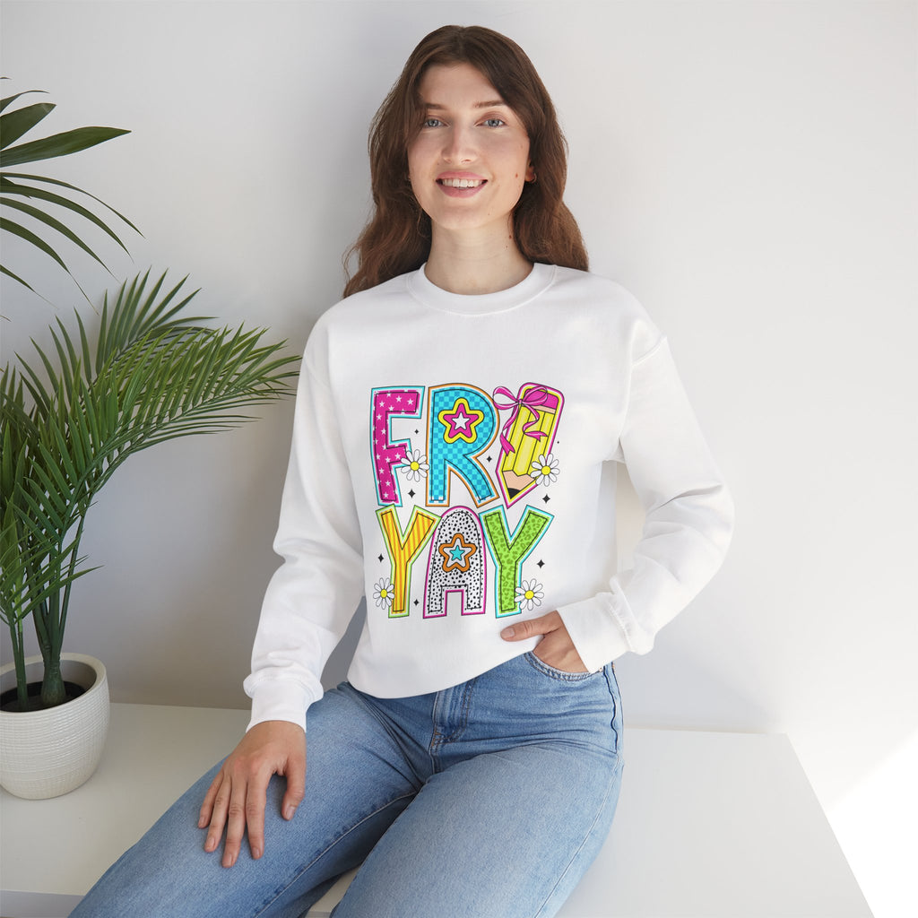 Fro-Yay Crewneck Sweatshirt — Colorful Retro Cartoon Graphic
